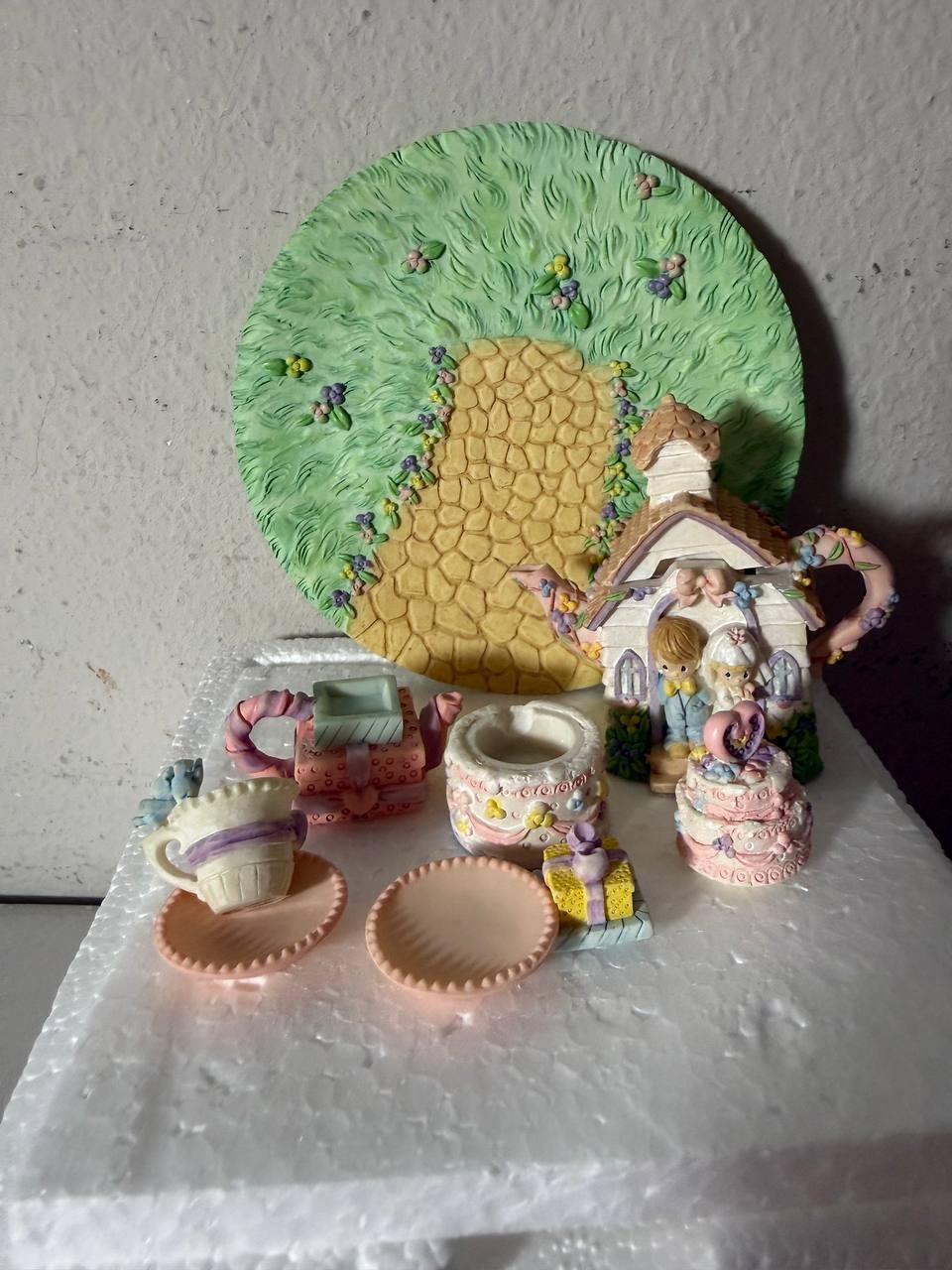 RARE NIB Precious Moments 1998 Wedding Miniature Tea Set 10pc Lot Enesco #477974