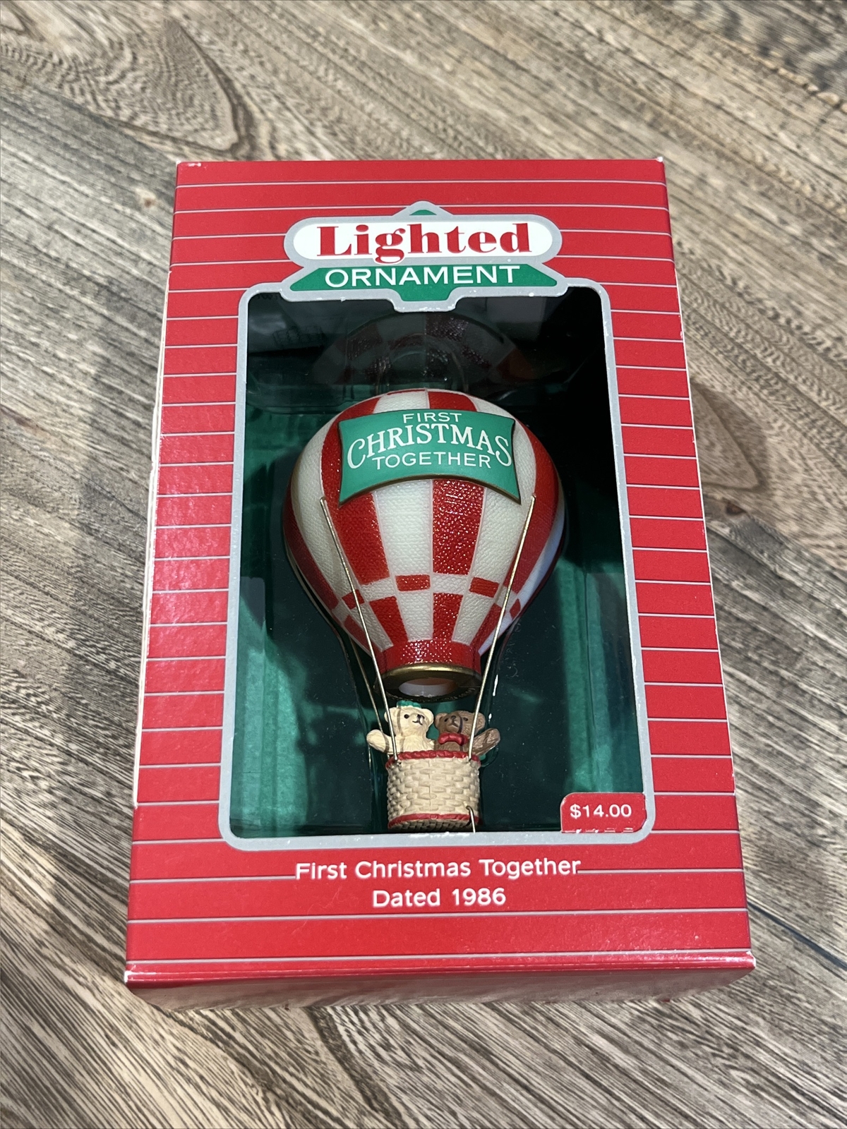 VTG Hallmark 1986 First Christmas Together Light Hot Air Balloon Ornament NOS
