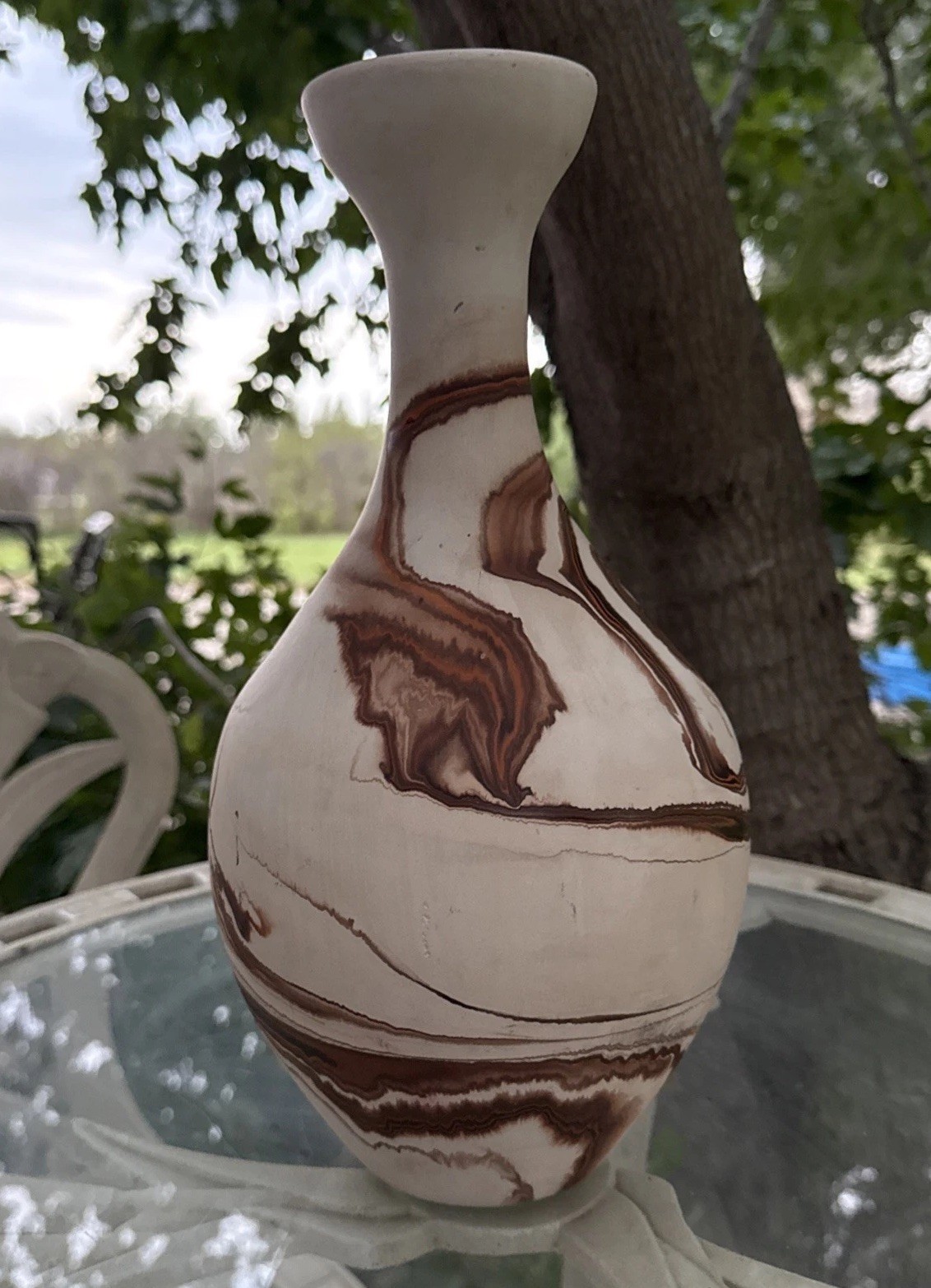 Hand Painted Nemadji Art Pottery Vase 12 5/8’’ tall Indian Pottery Made USA