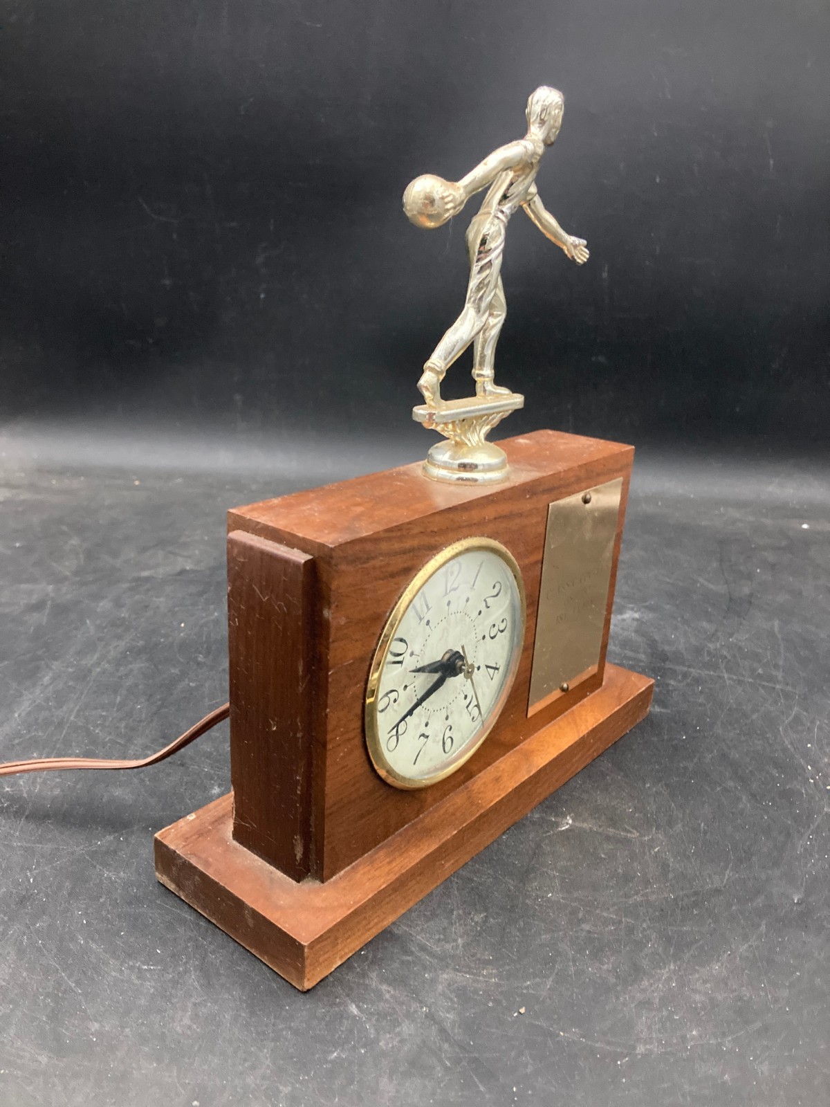 Vintage (1968/69) Bowling Trophy with Sessions Electric Clock Works Great
