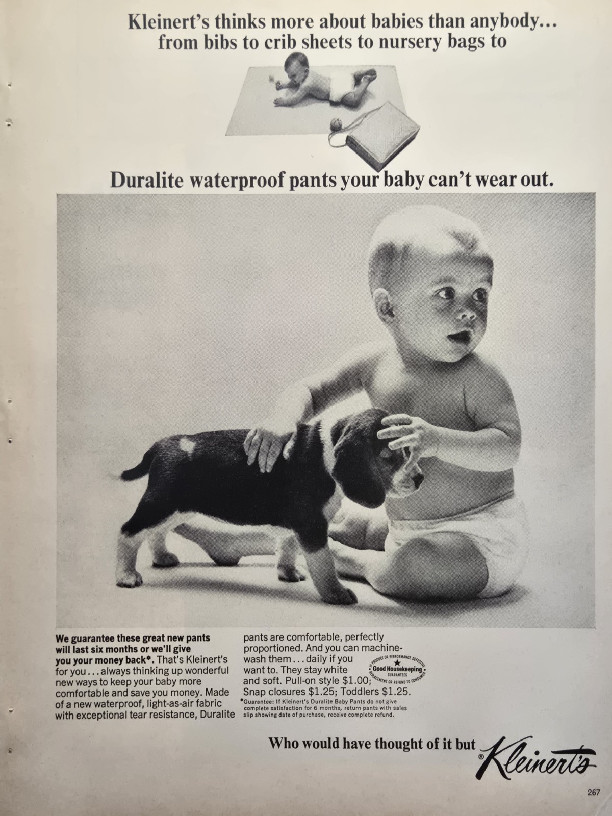 Kleinert\'s Baby Pants Print Ad 1965 - Waterproof Duralite Beagle Puppy Dog