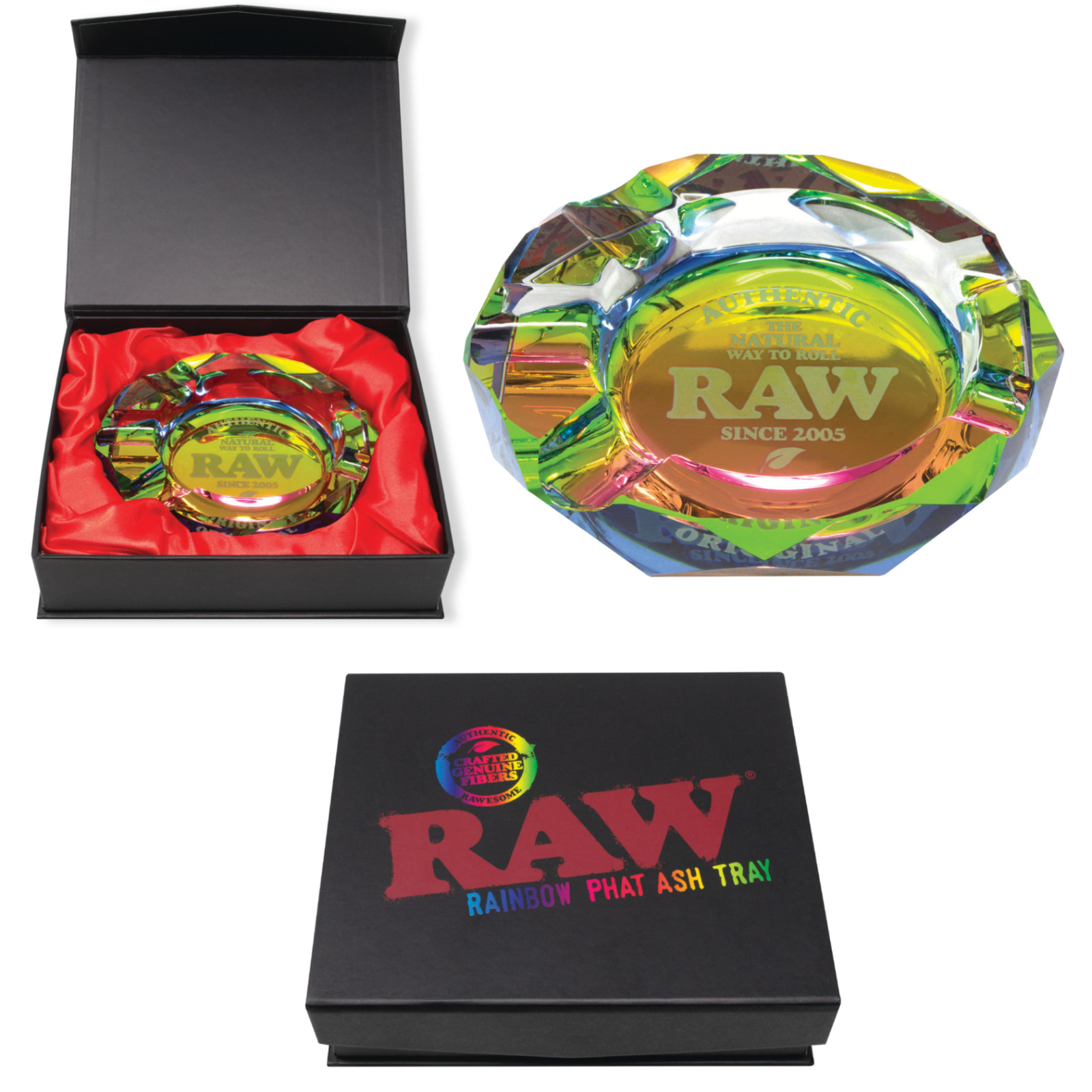 RAW Ashtray Crystal RAINBOW GLASS Phatty Ashtray Ash Tray New in Box RAW Ashtray Crystal RAINBOW GLASS Phatty Ashtray Ash Tray New in Box
