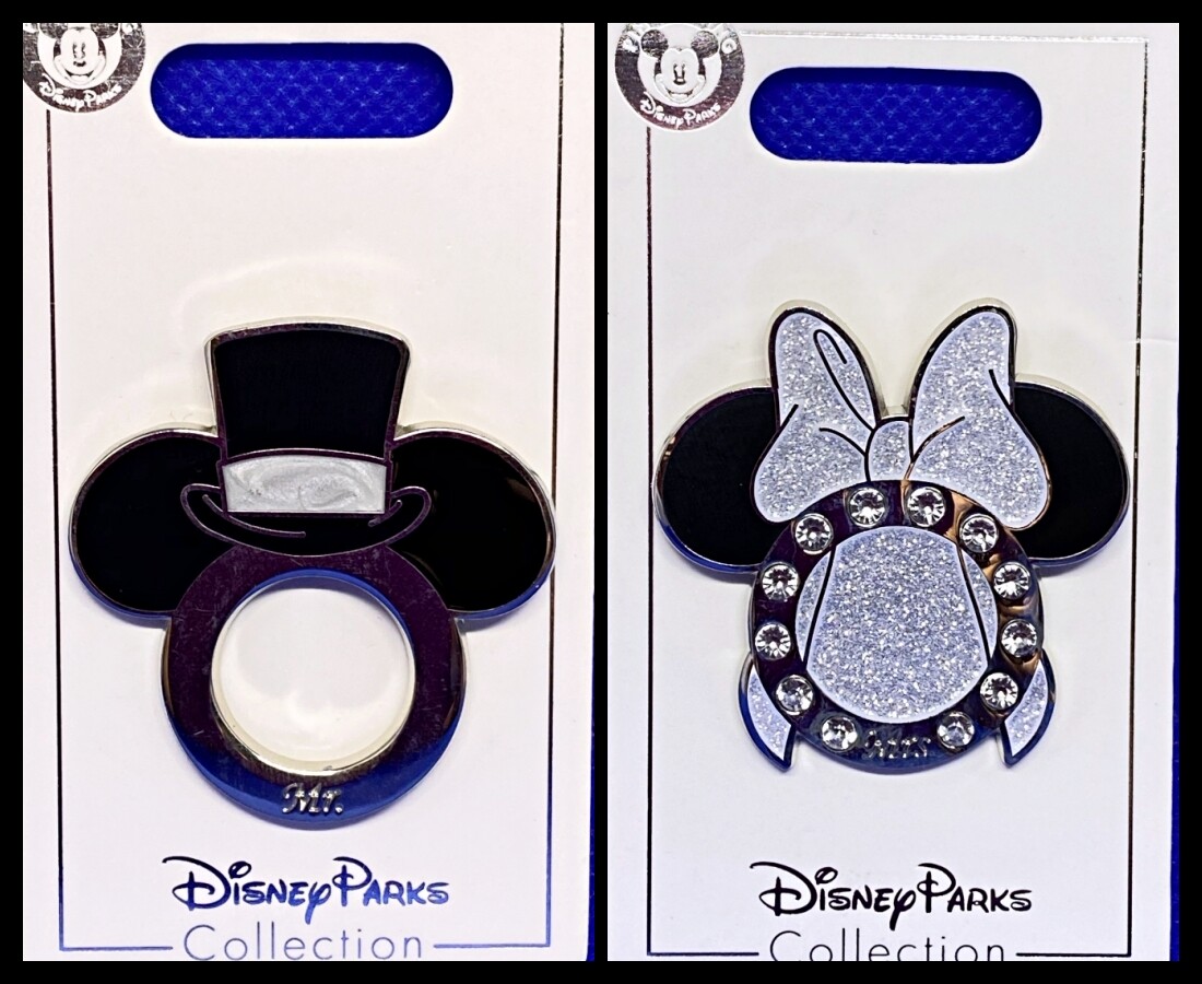 Disney Parks 2 Pin Lot Wedding Mrs. & Mr. Mickey Minnie bride + groom heads