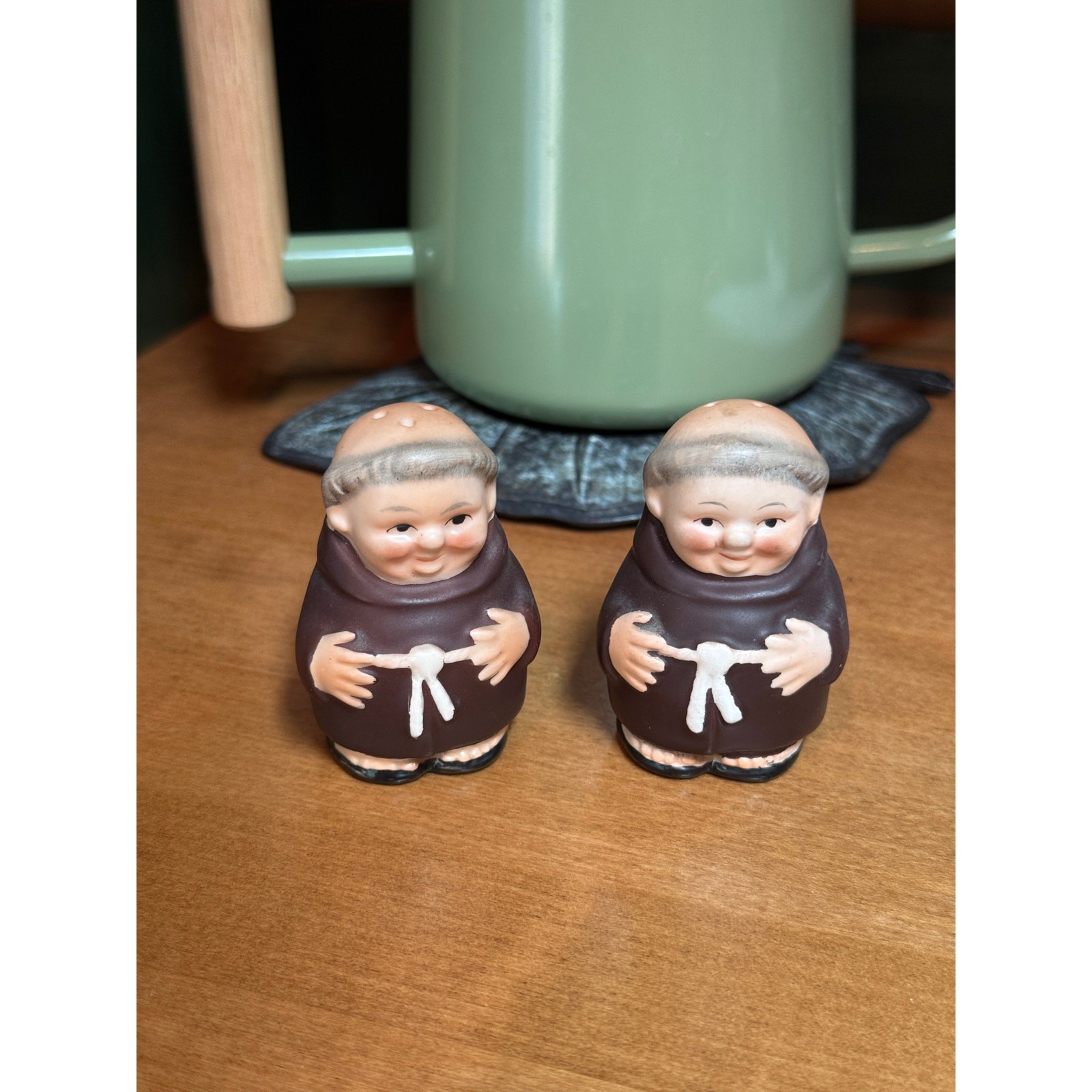 Vintage Goebel Monk Friar Salt Pepper Shakers Germany Brown Robe