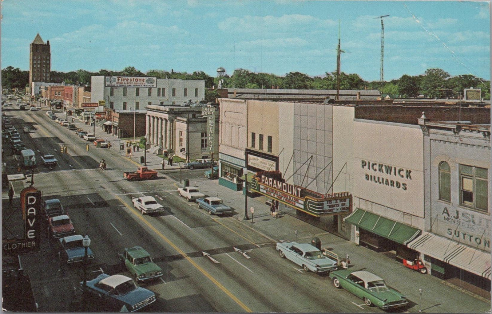 Postcard Queen Street Kinston North Carolina Vintage Cars 