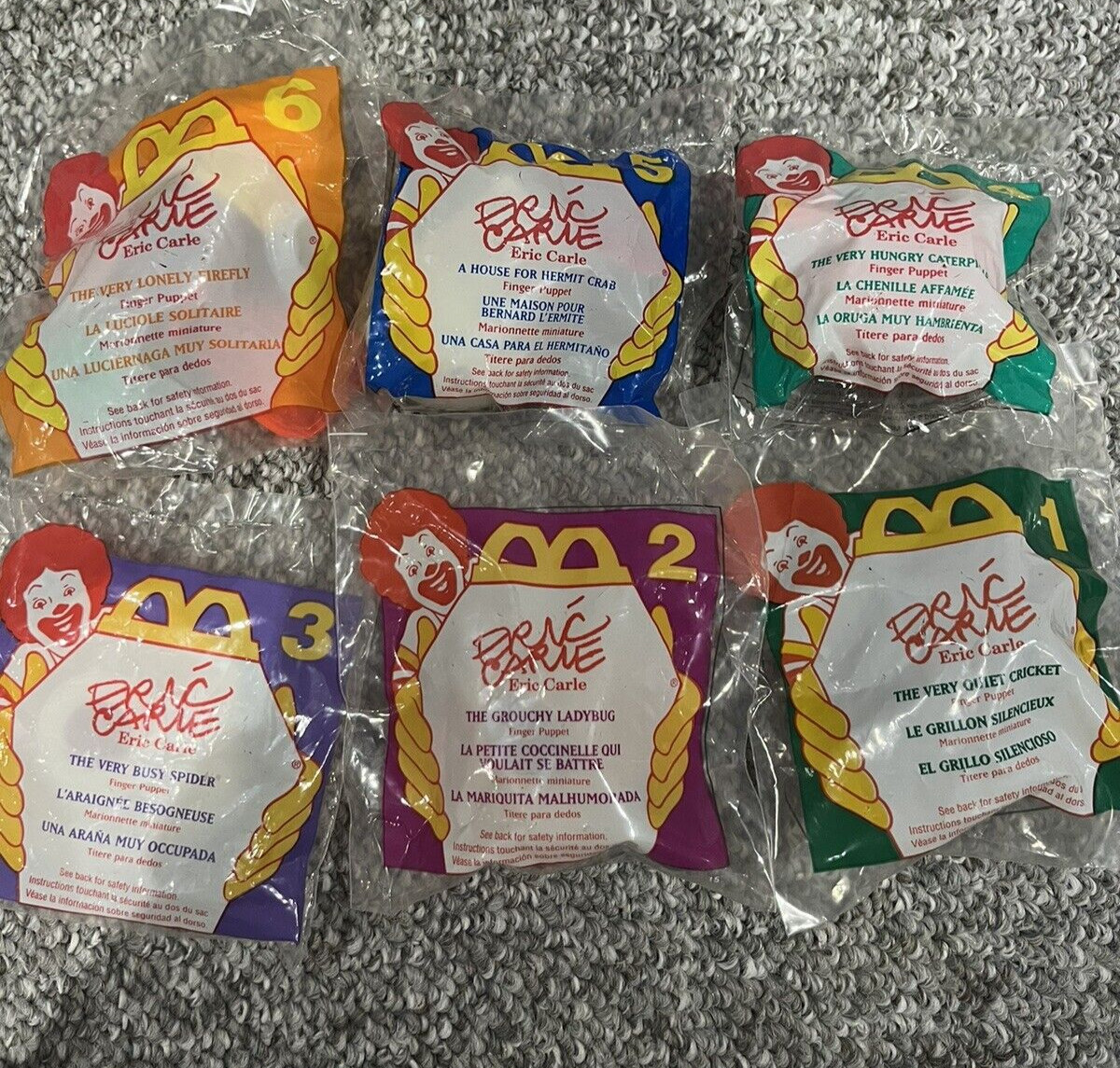 McDonalds  1996  Eric Carle set of 6 Happy Meal Toys