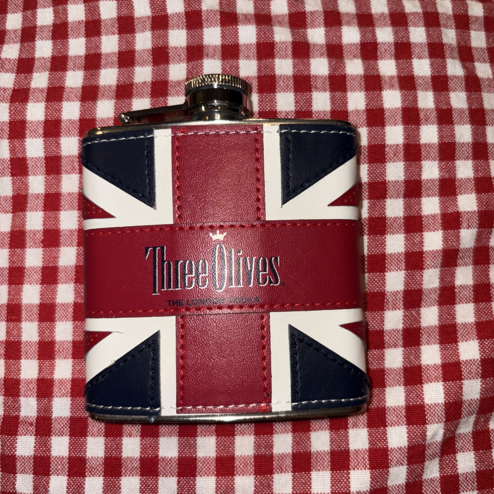 FLASK Three Olives The London Vodka 6oz Stainless Steel FLASK Three Olives The London Vodka 6oz Stainless Steel