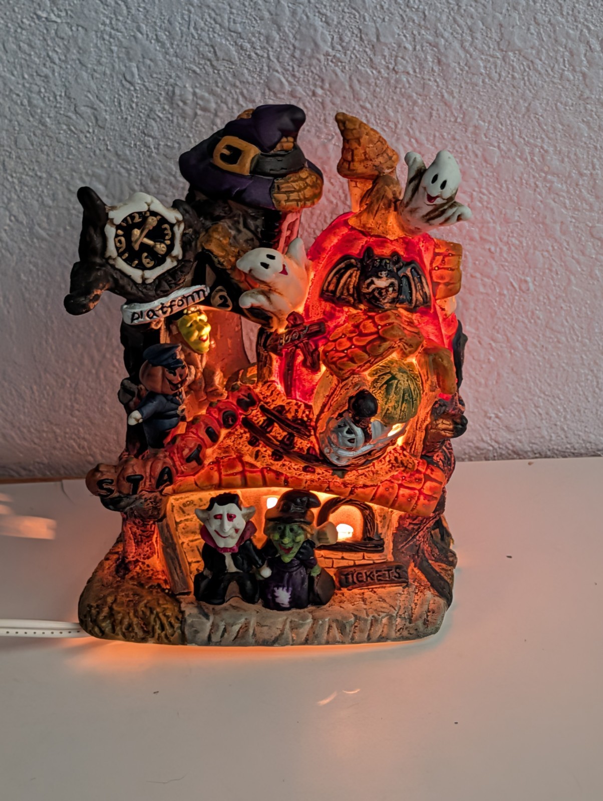 Spooky Hollow Porcelain Halloween Haunted House Station  Lighted