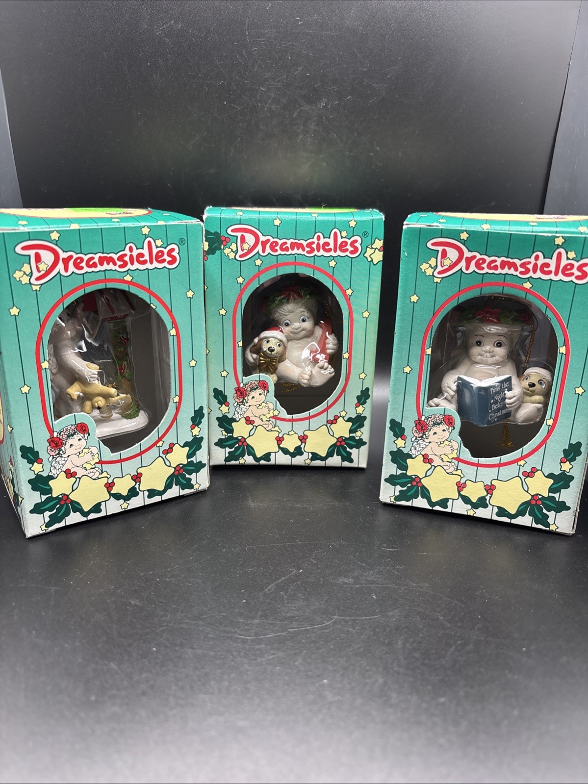 Vintage 1997 Dreamsicles Christmas Ornaments Set Of Three In Original Boxes Vintage 1997 Dreamsicles Christmas Ornaments Set Of Three In Original Boxes