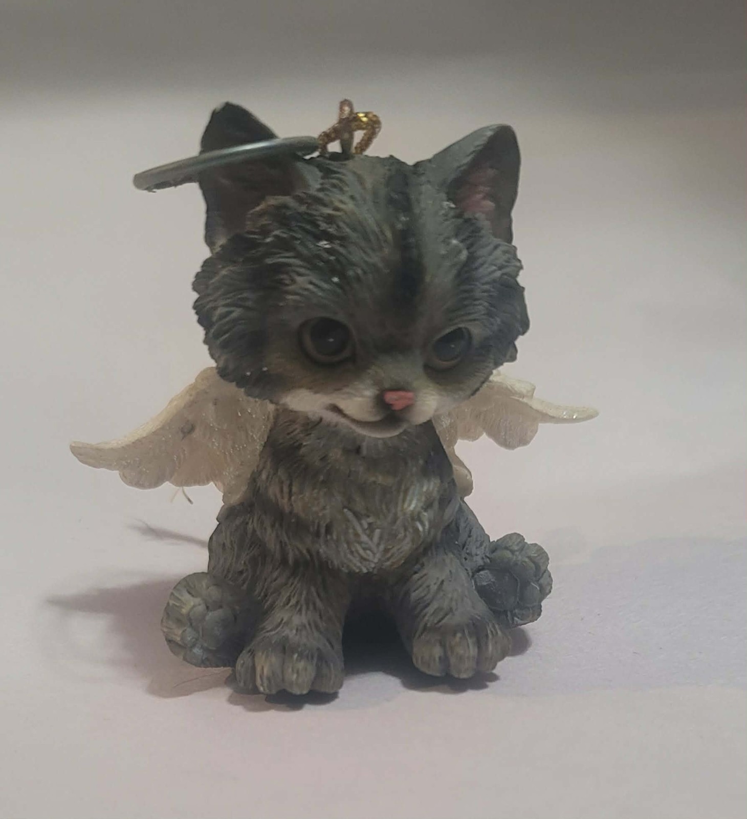 Vintage Bradford Editions Purr-fect Little Angels Grey Tabby Cat Angel Ornament