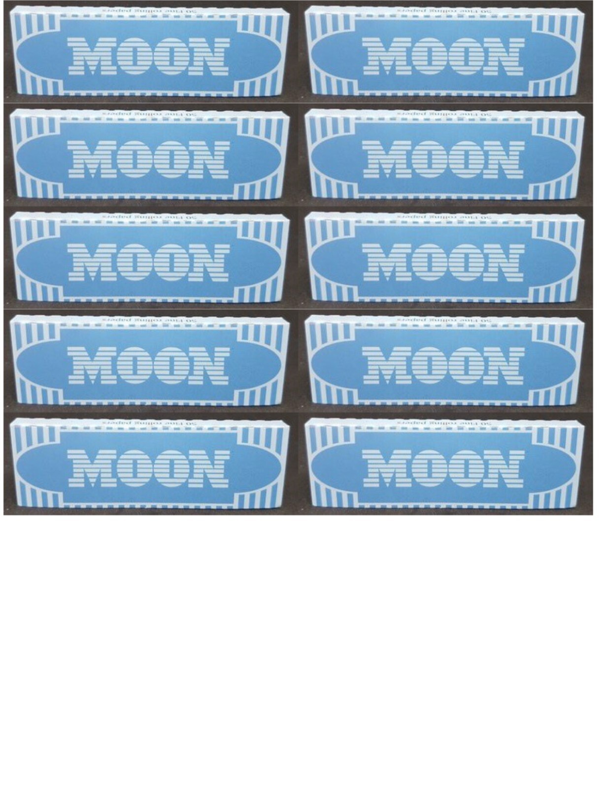 10x Moon Blue Single Wide 1.0  Rolling Papers Papers 50/Lvs/Pack USA SHPD