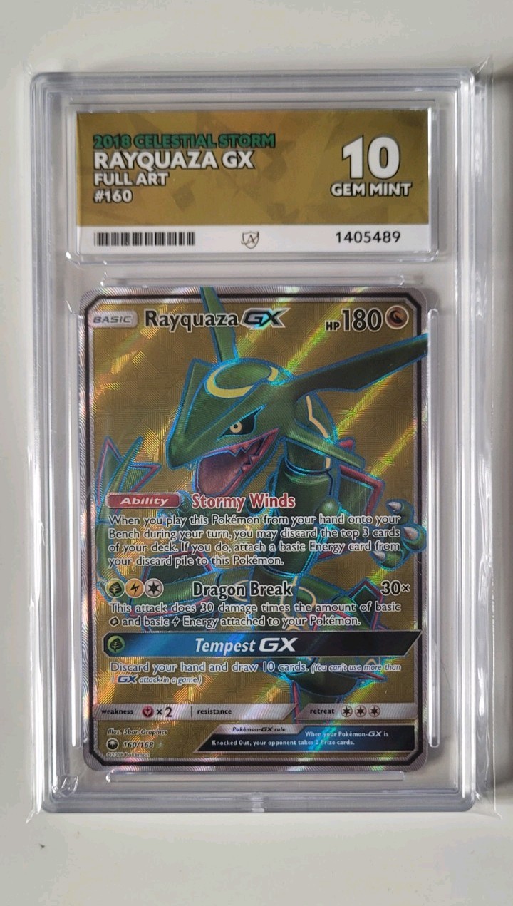 Rayquaza GX 160/168 Pokemon Celestial Storm Full Art ACE 10 PERFECT SUBS