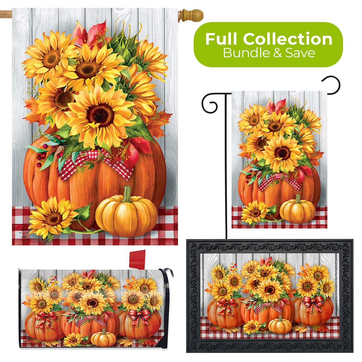 Briarwood Lane Fall Sunflowers in Pumpkin Four Piece Collection 30x18