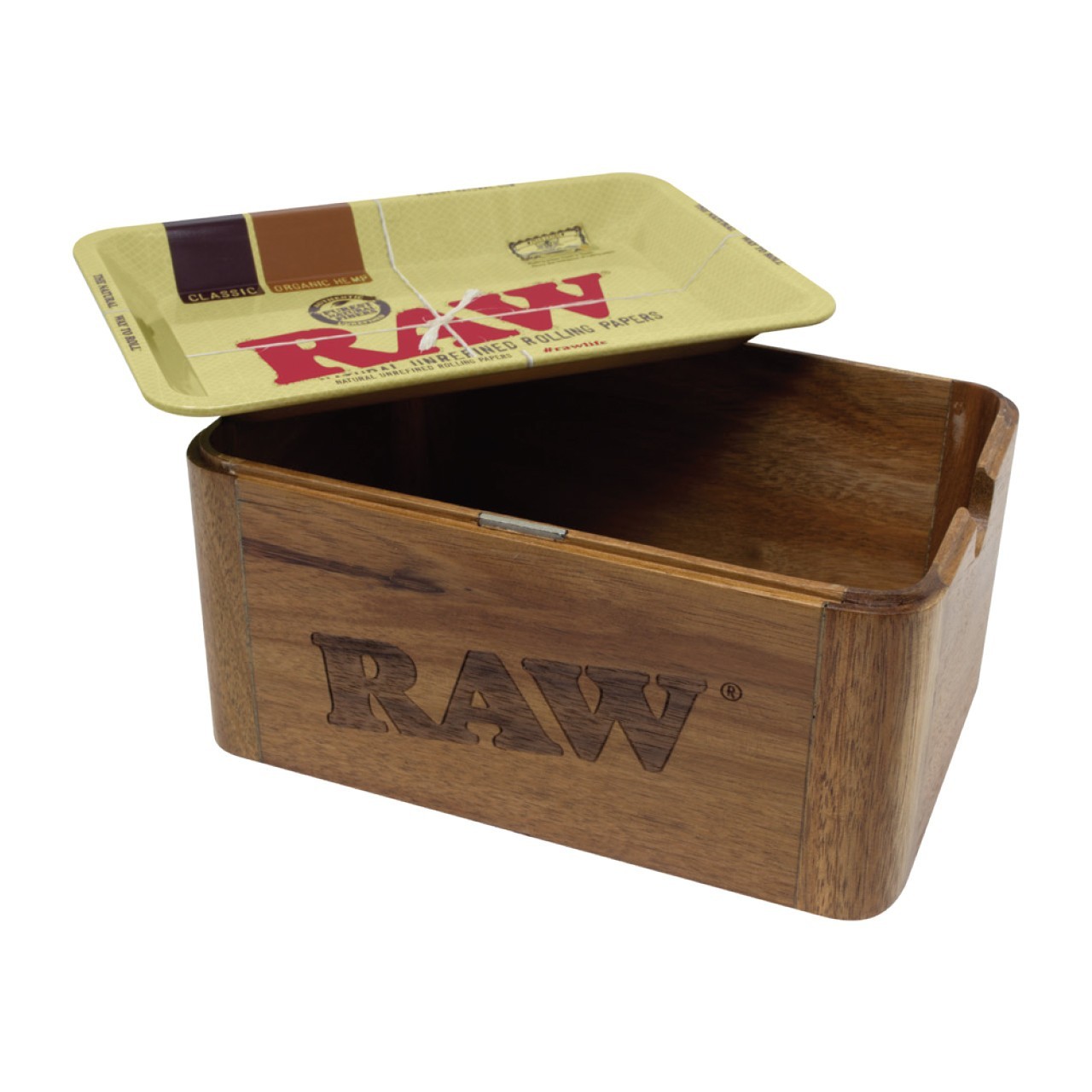 RAW wood CACHE storage box - Magnets Hold Tray on (box + tray)5”x7”