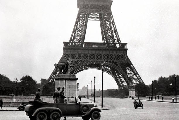 German troops passing Eifel Tower Paris France circa late 1930s or- Old Photo