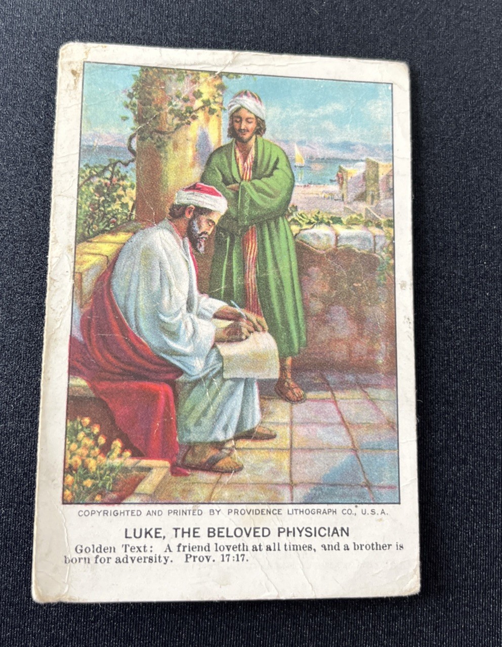 Antique 1923 Little Bible Lesson Pictures Card Luke The Beloved Physician