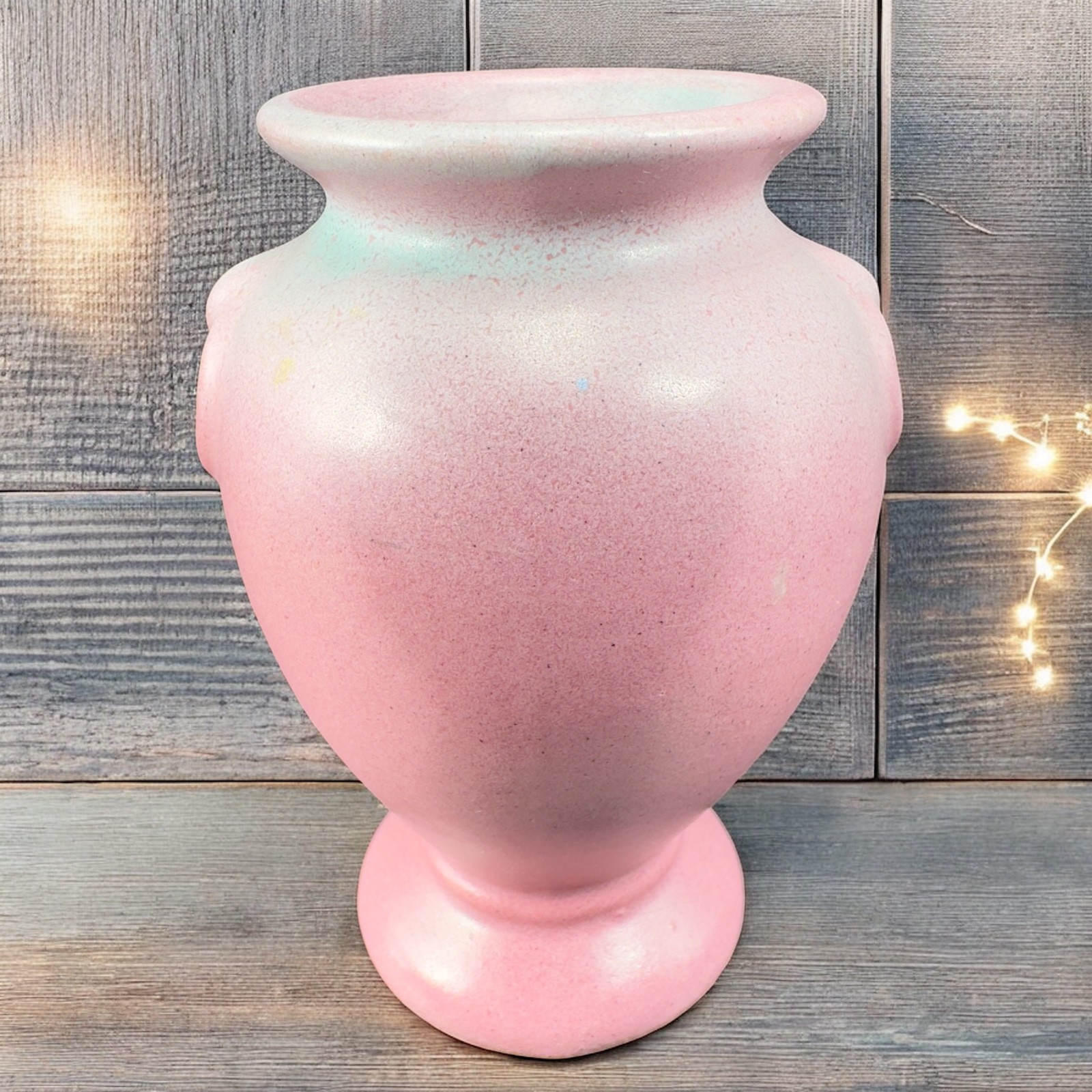 Antique Niloak Art Pottery Vase Winged Victory Mission Swirl Ozark Dawn Vase VTG