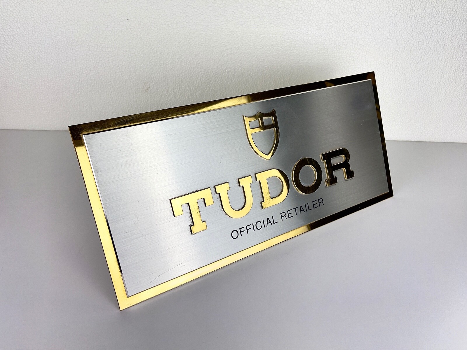 Vintage TUDOR Embossed Metal Sign Teaches Dealer Display Expositor Vintage TUDOR Embossed Metal Sign Teaches Dealer Display Expositor