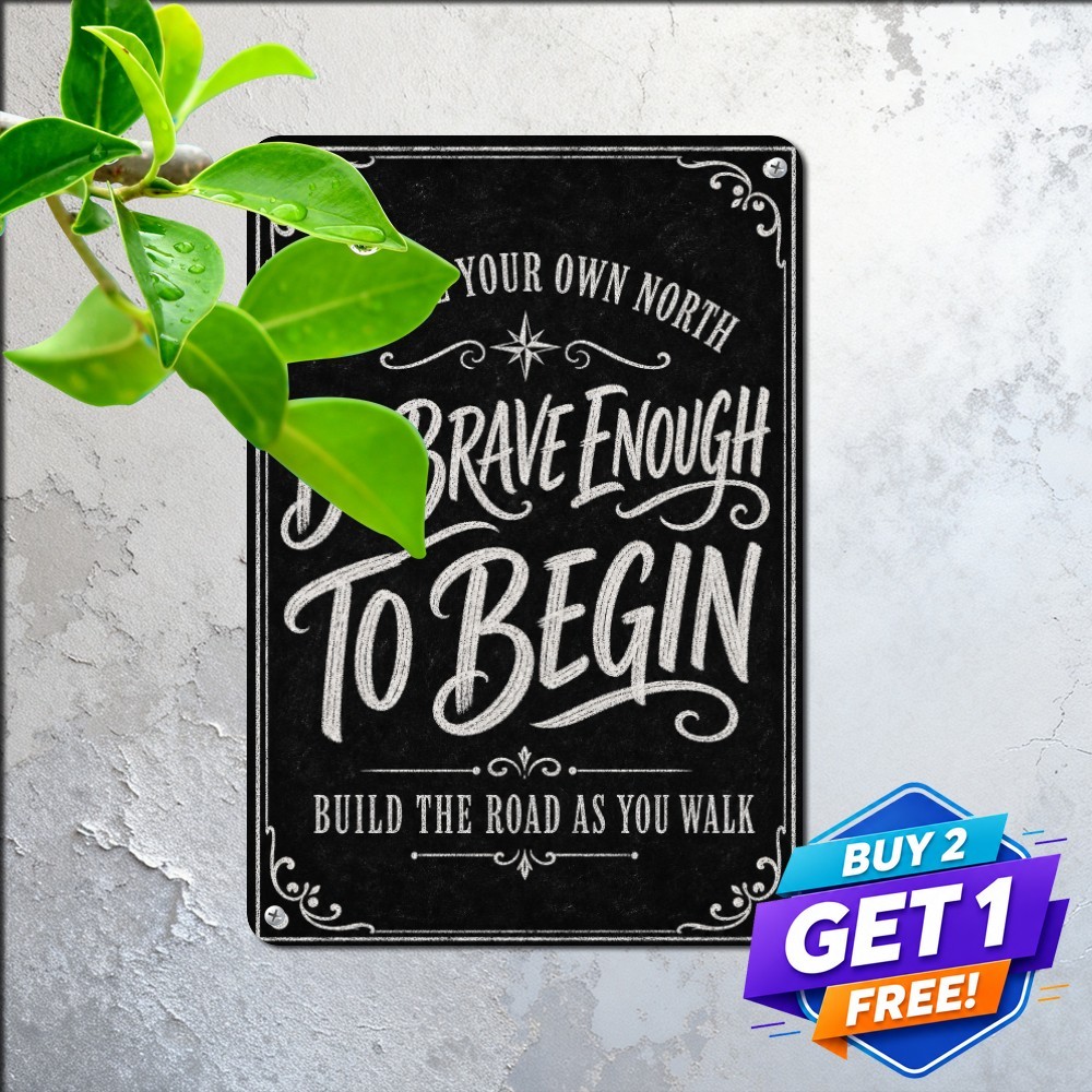 Chalkboard Style Hand Drawn Typography Daily Mindset Sign Metal Tin Sign 8x12 In