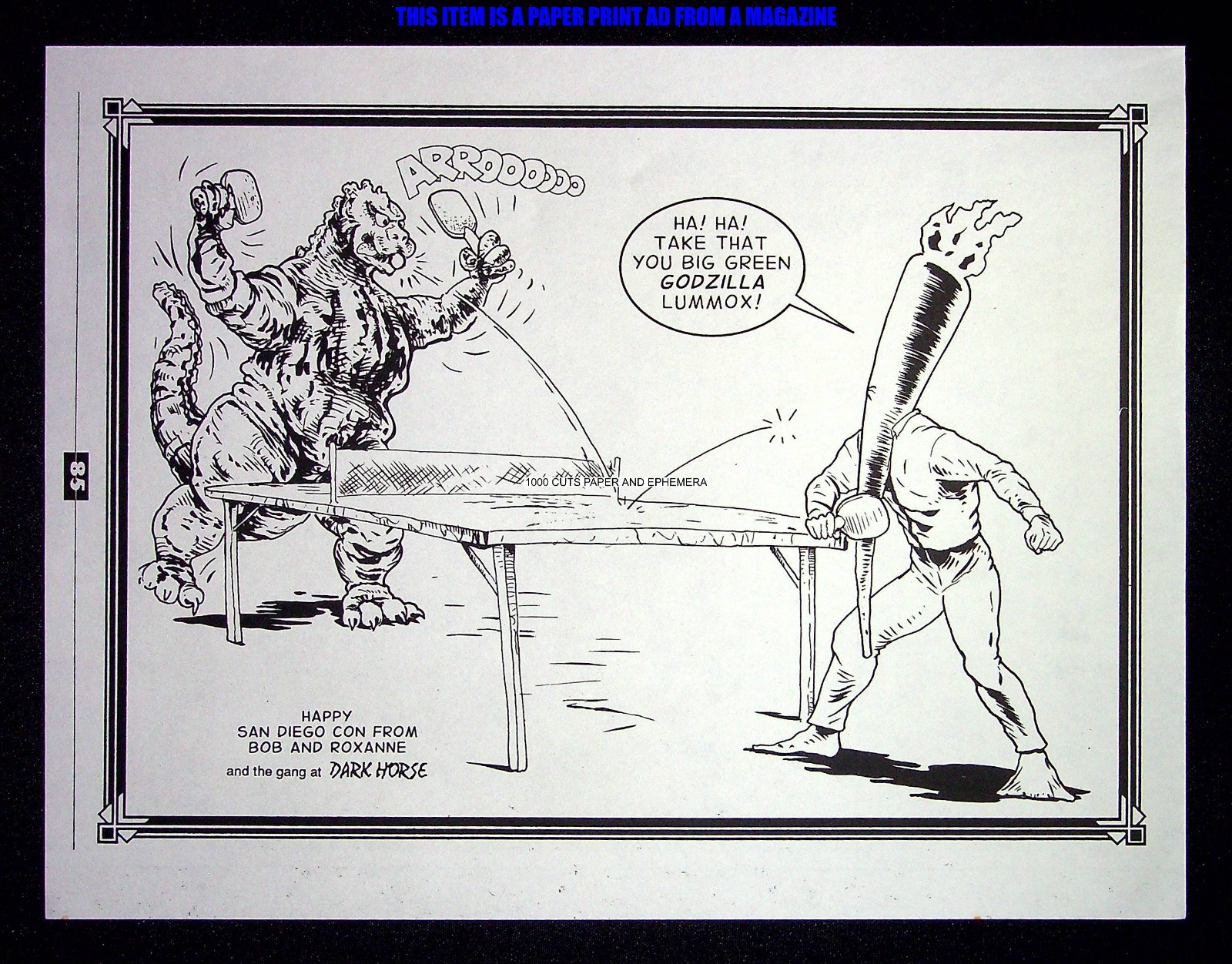 Godzilla vs The Flaming Carrot Bob Burden Comic 1993 Print Magazine Ad Poster
