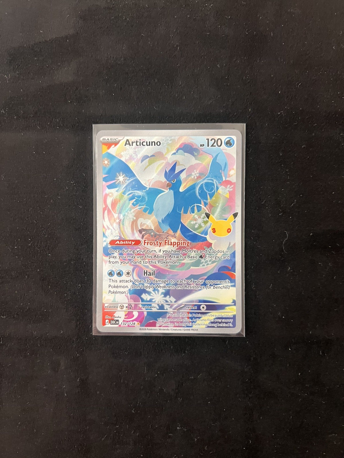 Pokemon 30th Anniversary Articuno Illustration Rare 132/128 Pokemon 30th Anniversary Articuno Illustration Rare 132/128