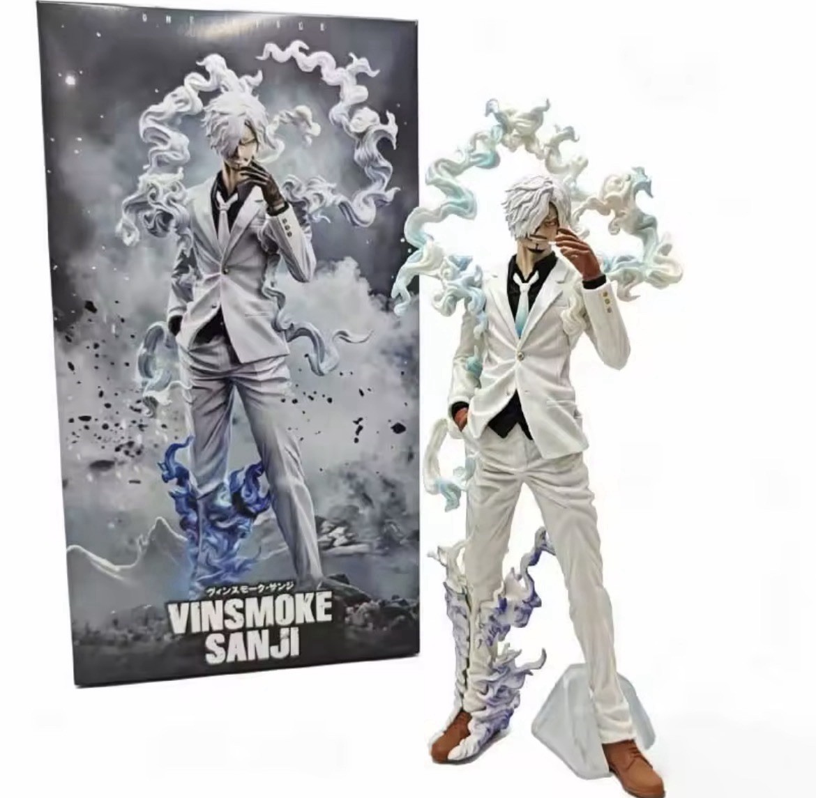One Piece Vinsmoke Sanji 24cm Figure White Suit GK PVC Statue Anime Collectible