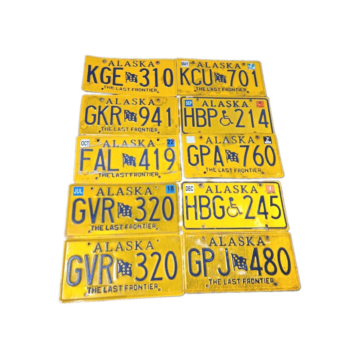 Alaska  License Plate The Last Frontier   Lot Of 10 Great  For  Crafts  Expired