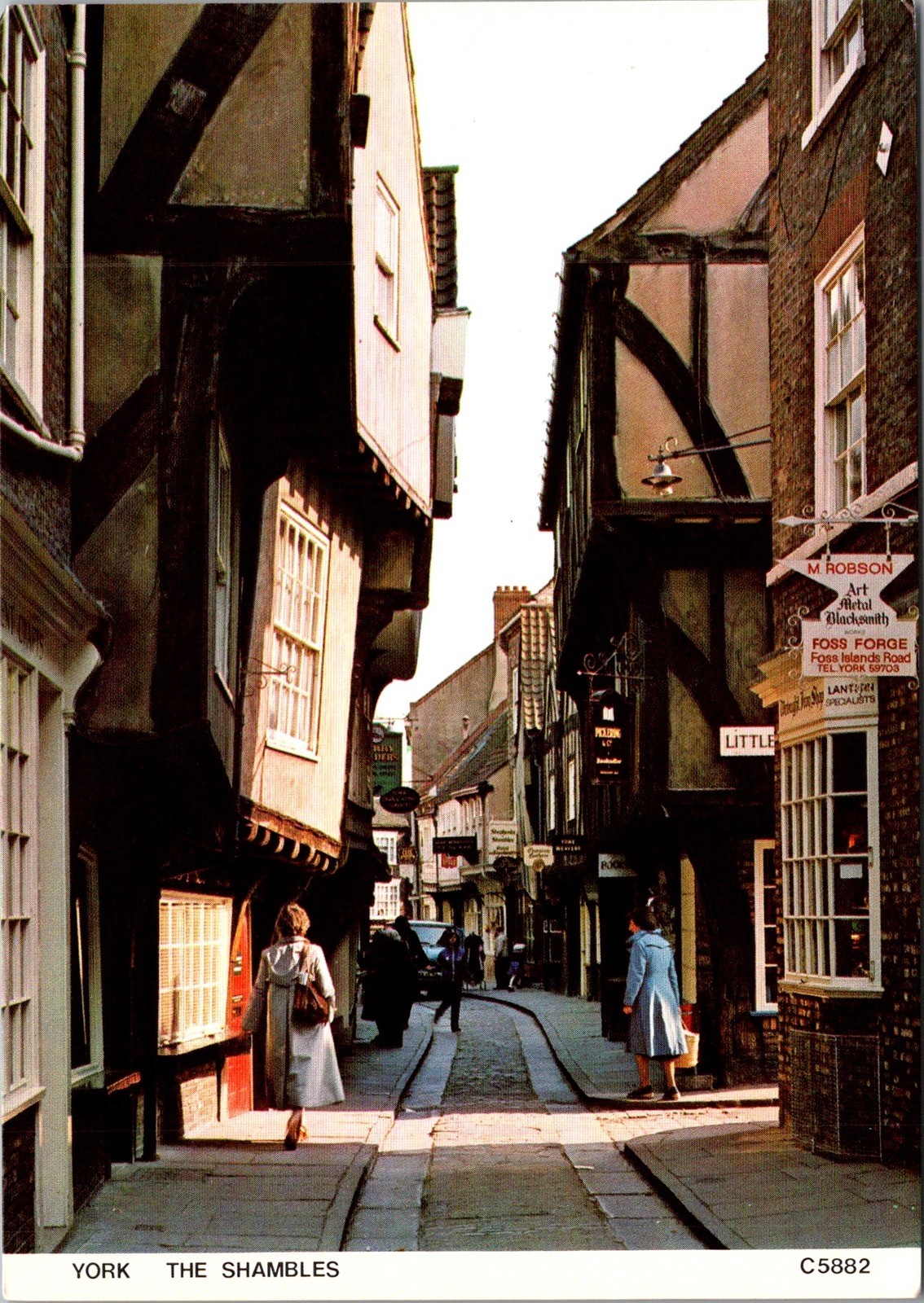 York Shambles Historic Street Scene Timber Framed Buildings Vintage Postcard