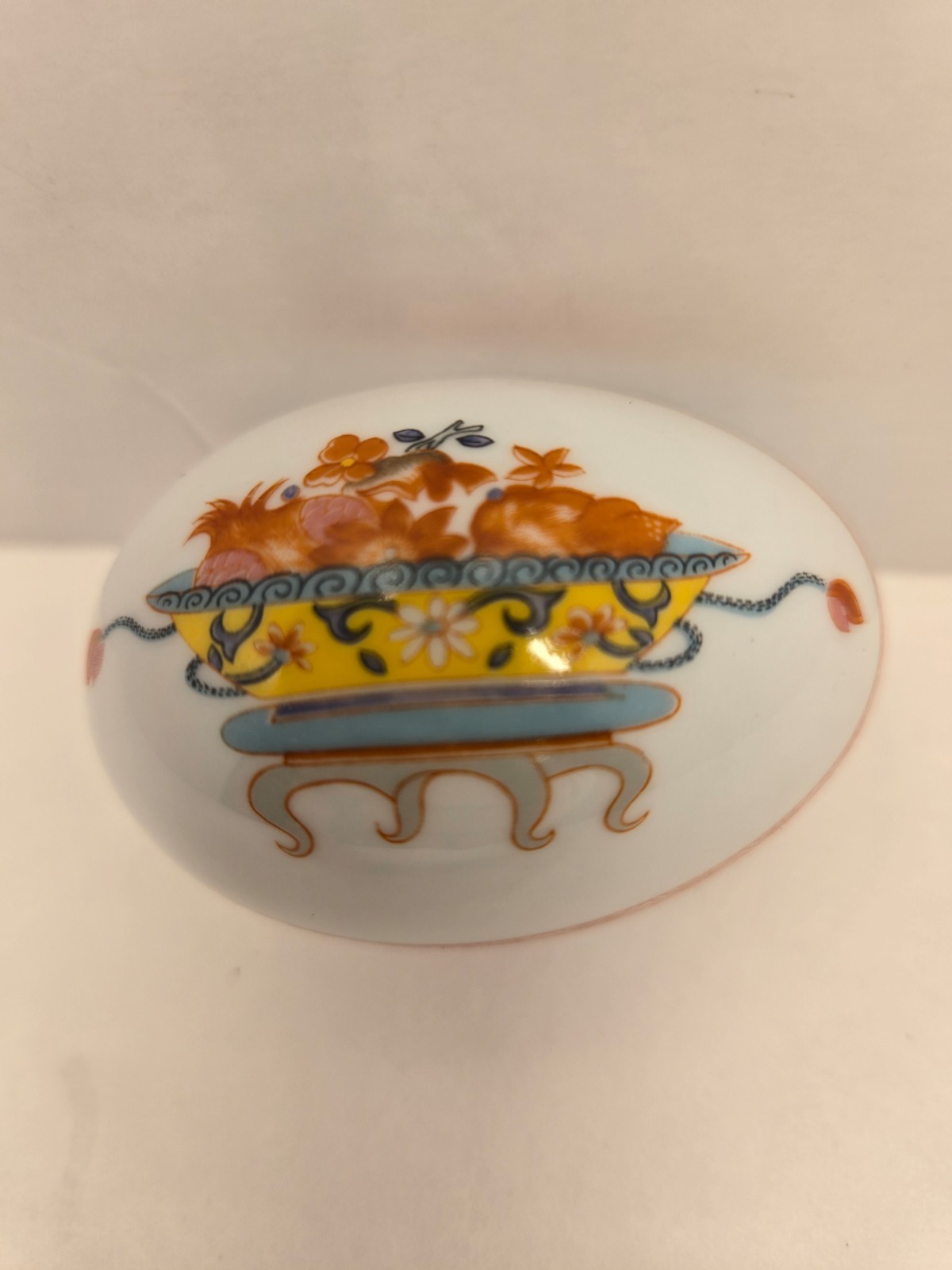 VTG Bernardaud Limoges France Porcelain Egg Trinket Box w/Lid Fou-Tchéou 19