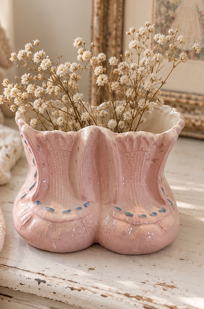 Vintage INARCO Japan Pink Baby Booties Planter Ceramic Nursery MCM