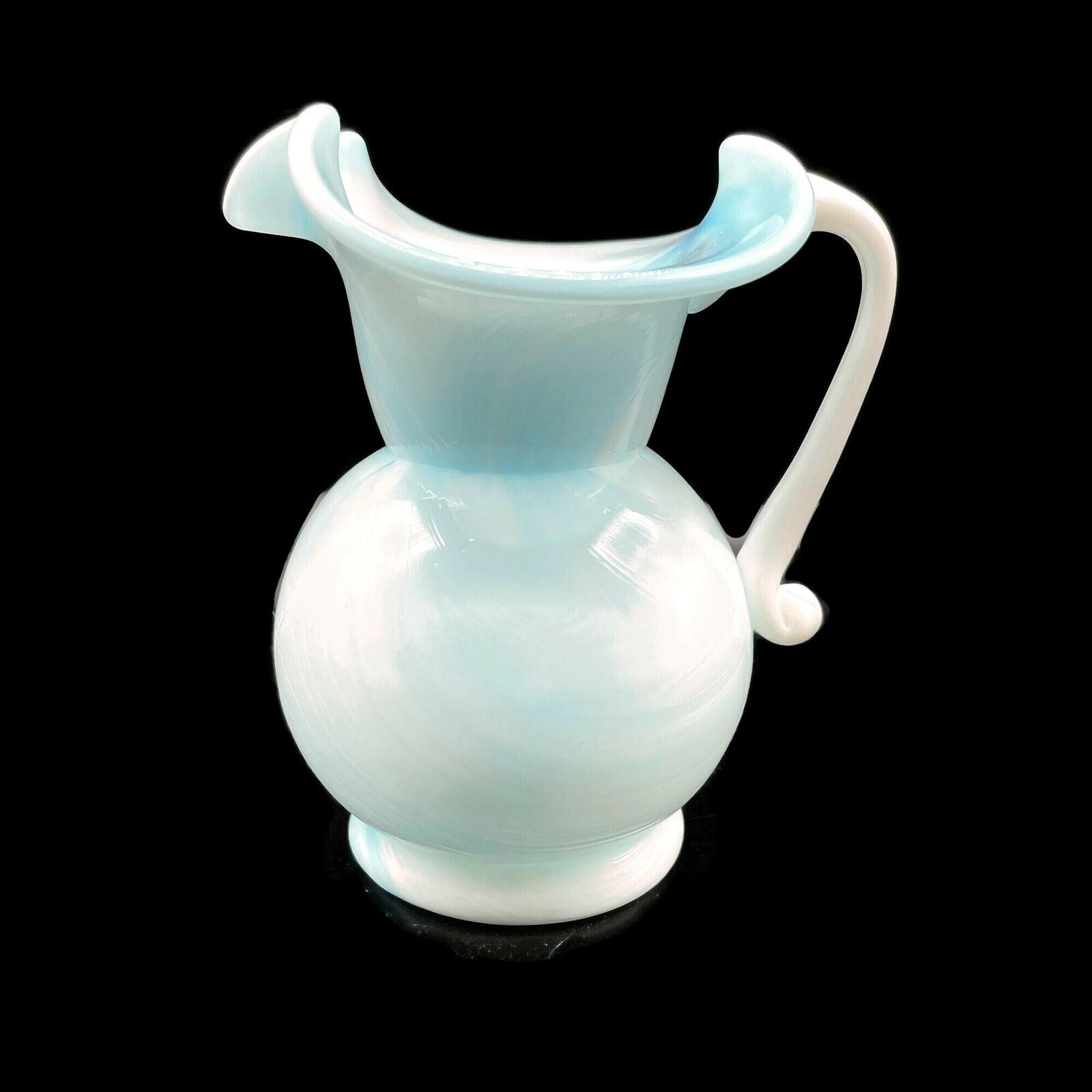 Vintage Kanawha Blue Slag Glass Mini Pitcher - West Virginia Glass