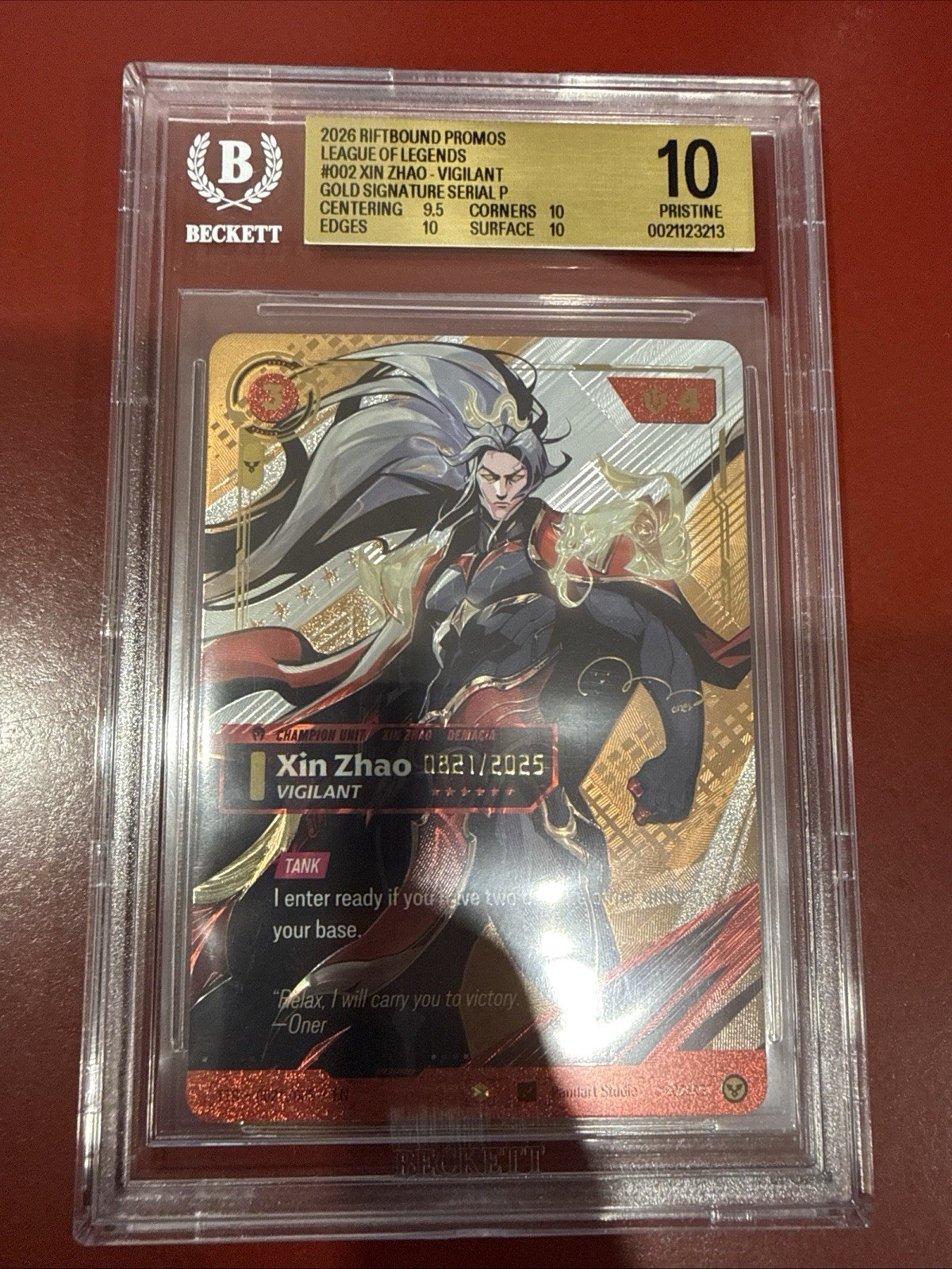 2026 Riftbound T1 League of Legends Xin Zhao Gold Signature Serial /2025 BGS 10