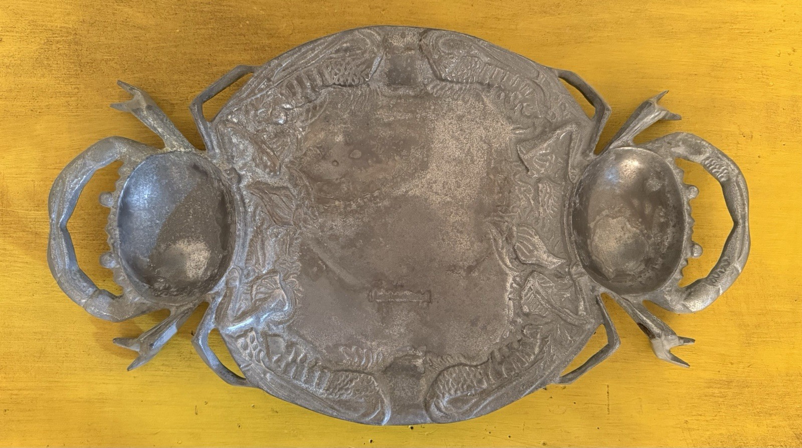 Arthur Court Serving Tray Platter 1988 Cast Aluminum Crab Dish 23\