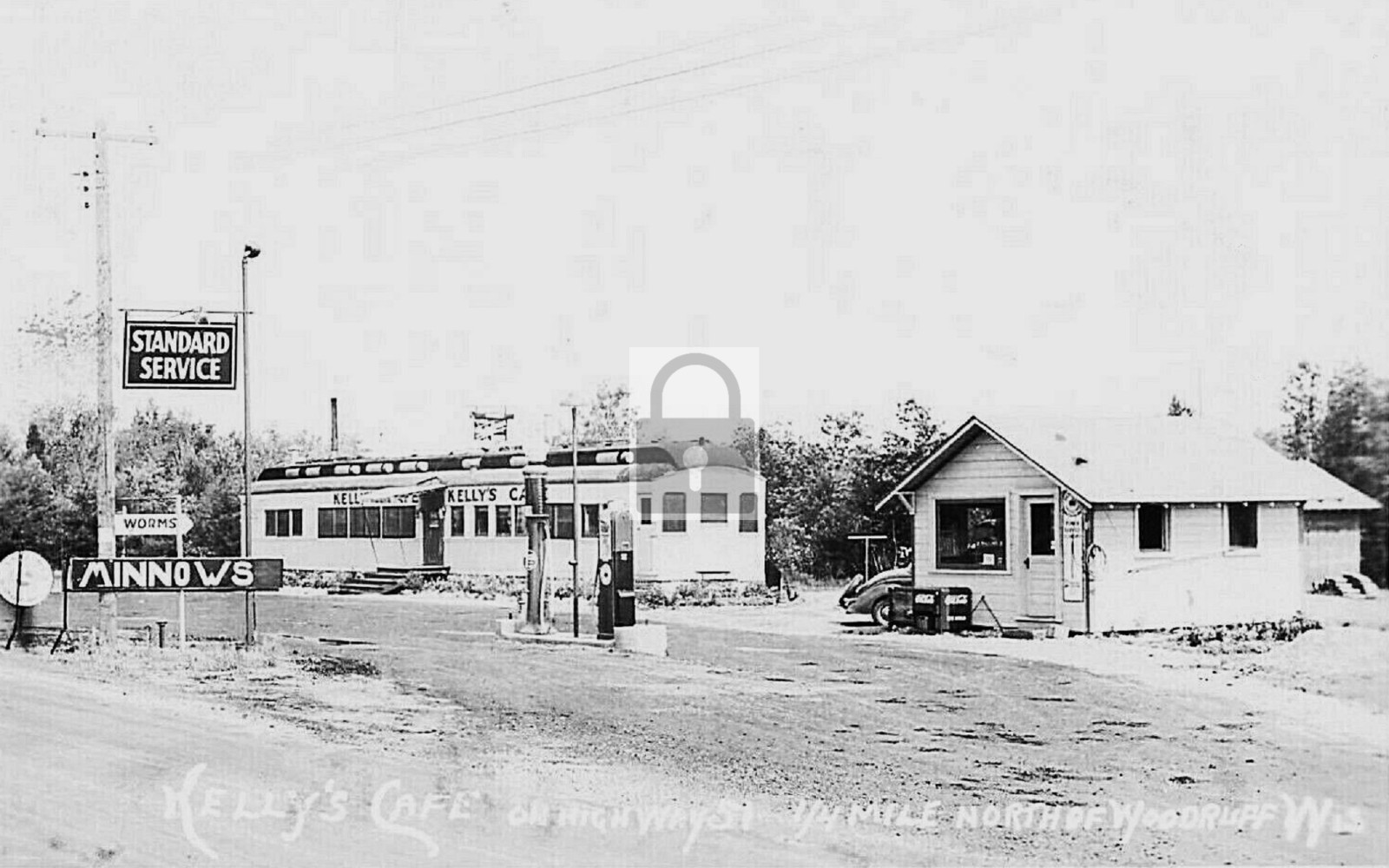 Kelley\'s Cafe Diner & Gas Station Woodruff Wisconsin WI - Reprint