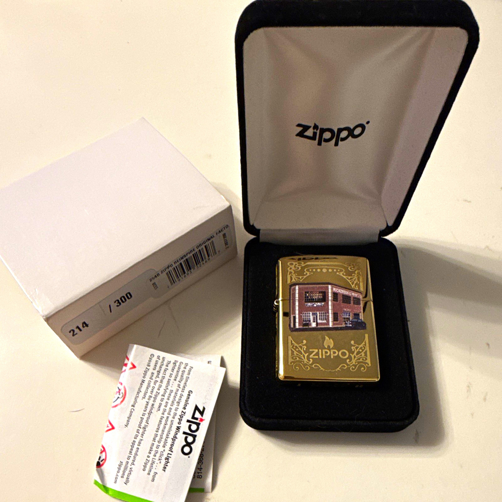 Zippo 254B Reinspire Gold Tone Building Graphic Lighter Limited #214/300