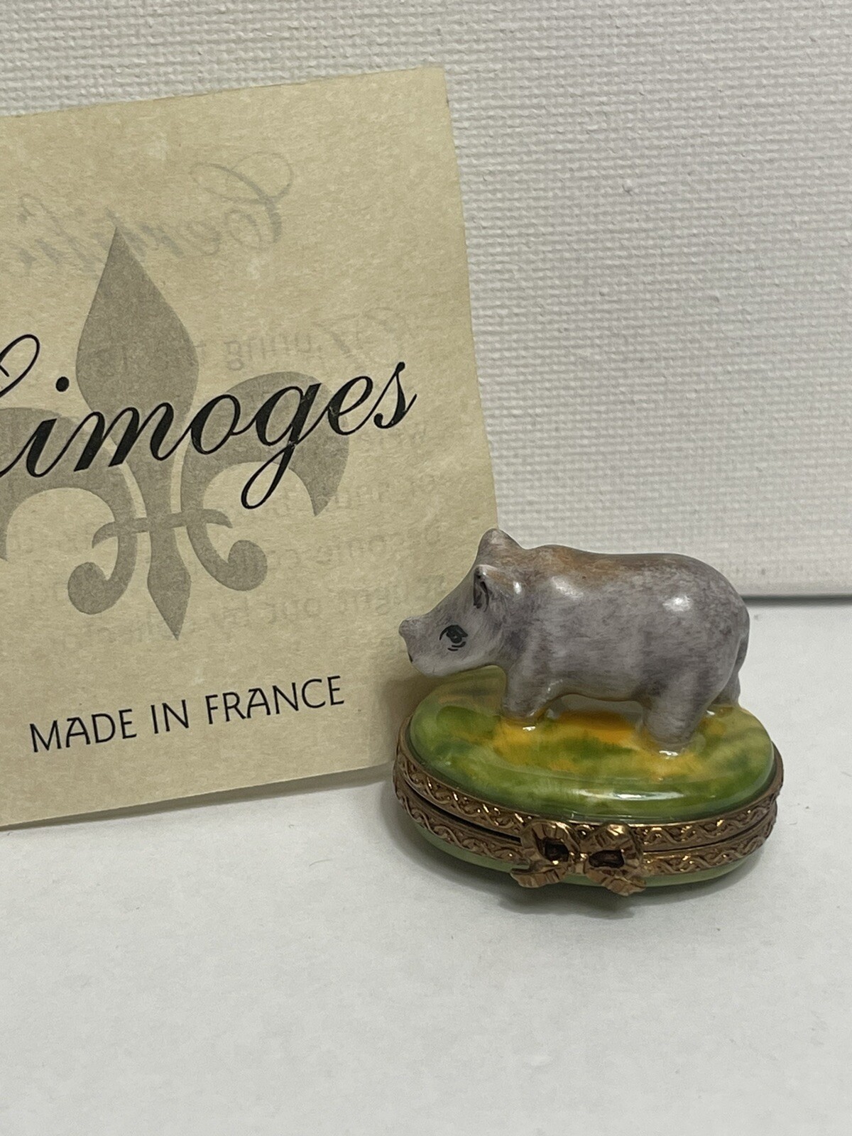 Genuine PV Marque Deposee Limoges  Baby Rhinoceros