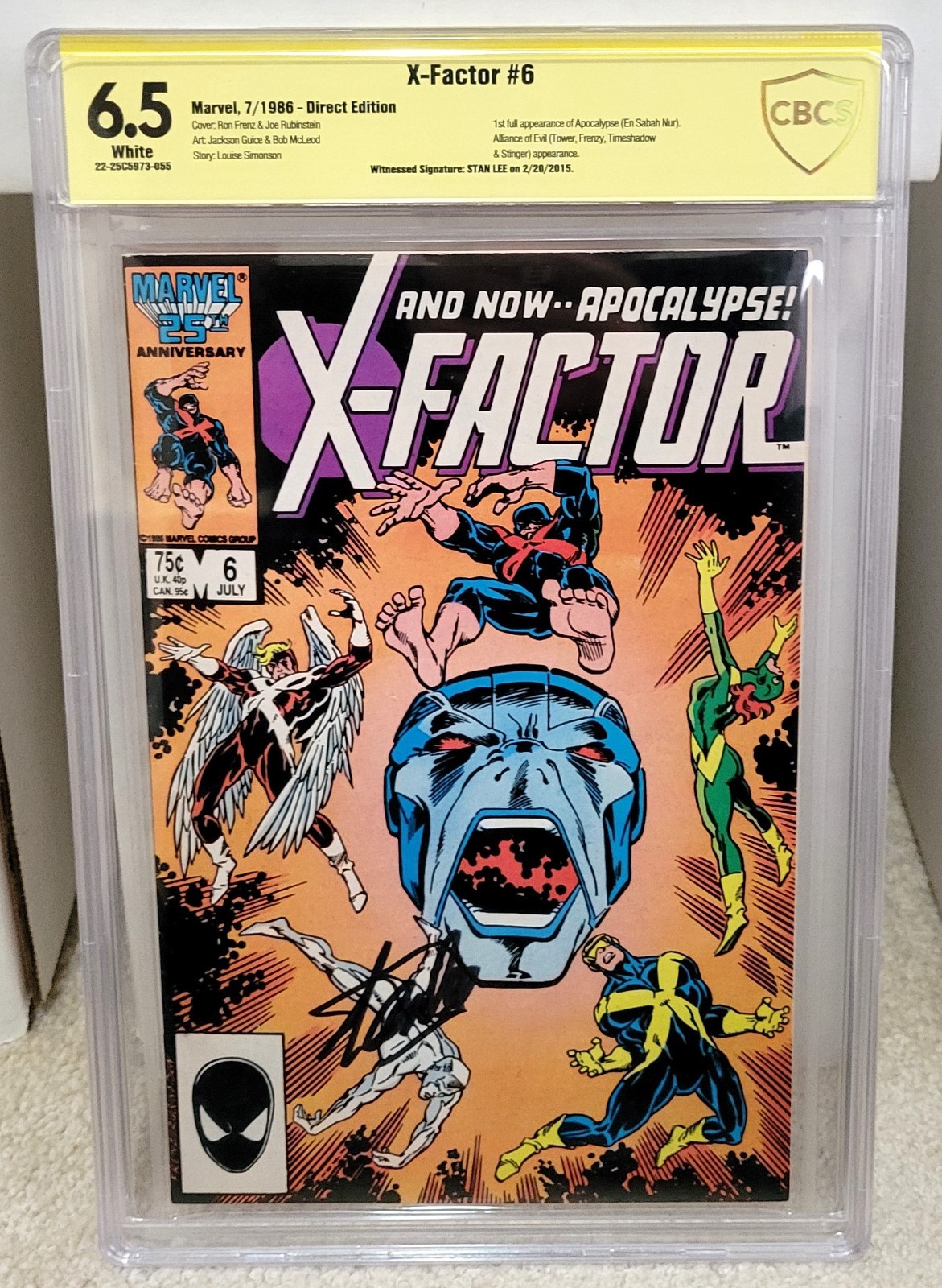 X-Factor #6 (1986) CBCS 6.5 not CGC SS - signed Stan Lee AUTO 1st Apocalypse X-Factor #6 (1986) CBCS 6.5 not CGC SS - signed Stan Lee AUTO 1st Apocalypse