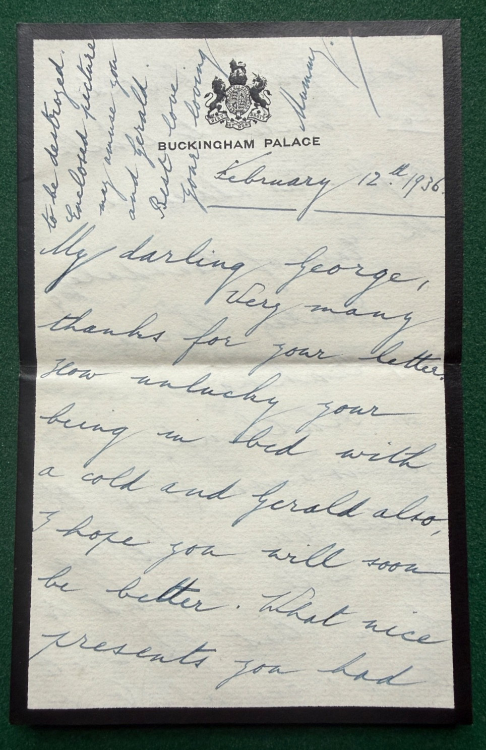 Antique Royal Signed Letter Mummy Mary Princess Royal Son Lascelles Buckingham P