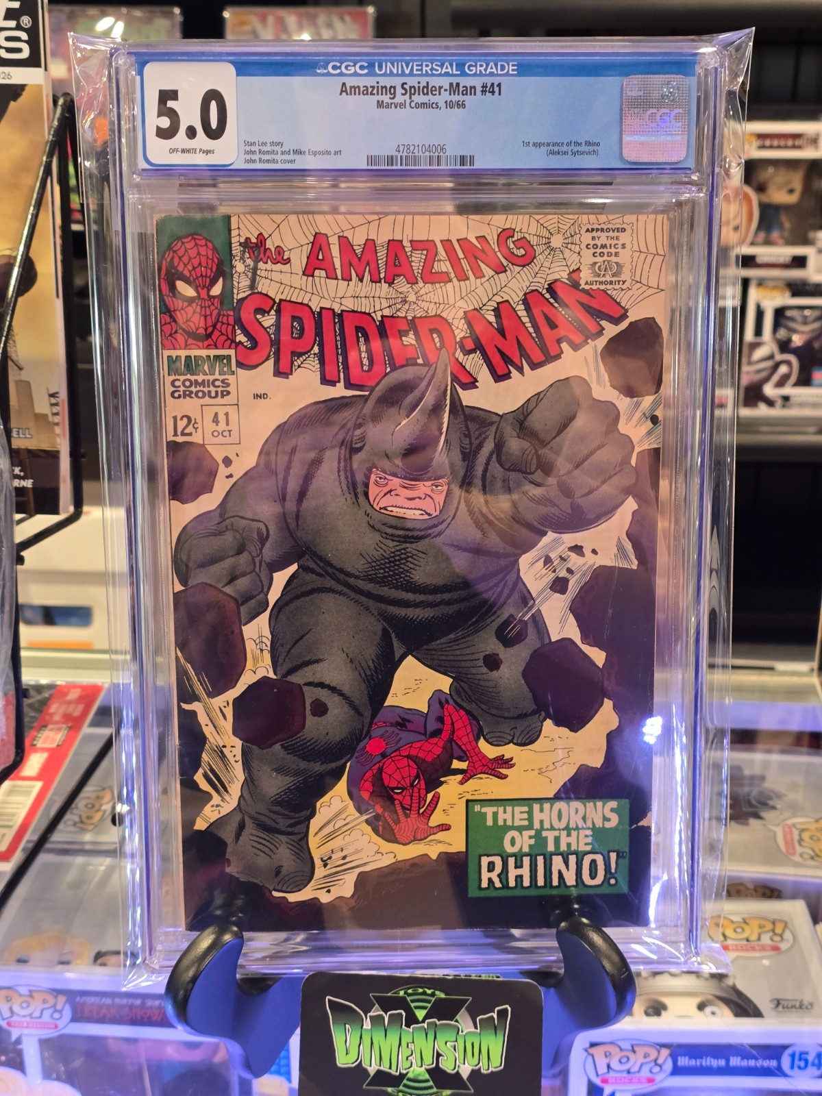 AMAZING SPIDER-MAN #41 CGC 5.0 MARVEL 1ST FULL APPEARANCE OF THE RHINO