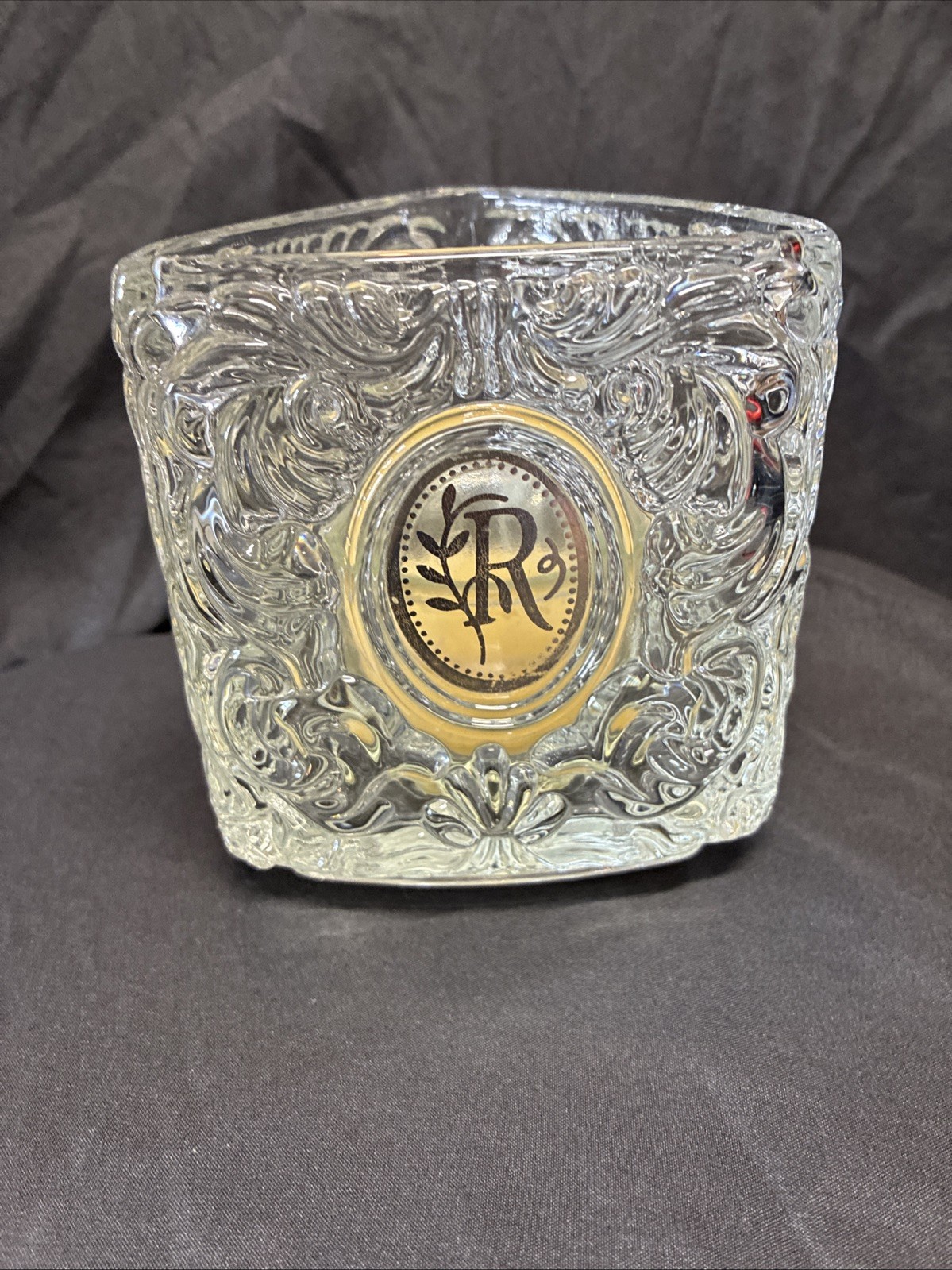 VTG 1970\'s Crystal Collection Avon Triangle Shape, Heavy, Embossing, “R”monogram VTG 1970\'s Crystal Collection Avon Triangle Shape, Heavy, Embossing, “R”monogram