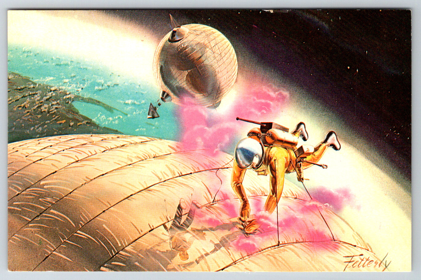 c1960s Earth Orbiting Balloons Fetterly Art Space Station Postcard Lot of 100