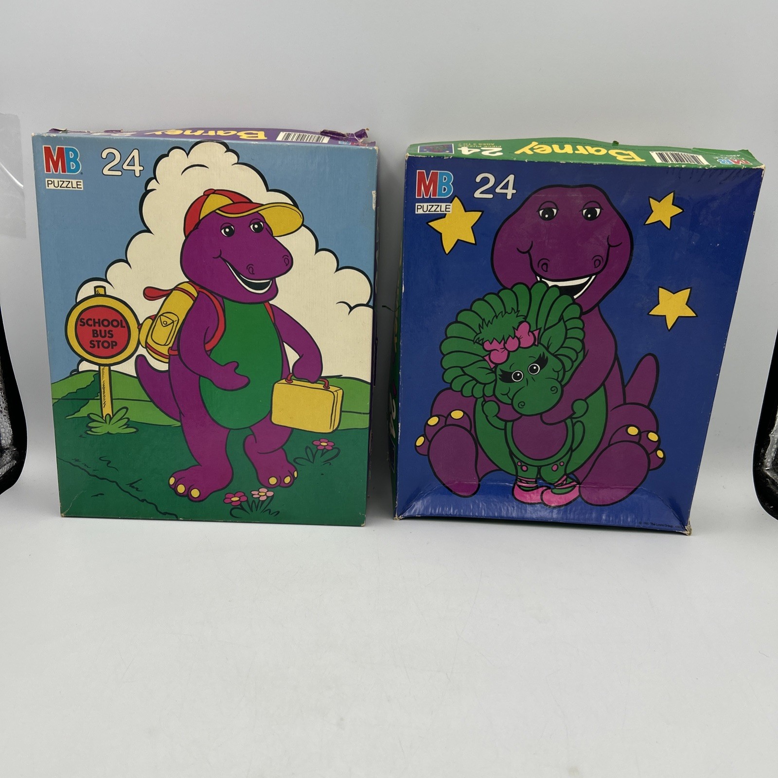 2X VTG Milton Bradley 1993 Hasbro Barney 24 Large Piece Puzzle Lot Of 2 COMPLETE 2X VTG Milton Bradley 1993 Hasbro Barney 24 Large Piece Puzzle Lot Of 2 COMPLETE