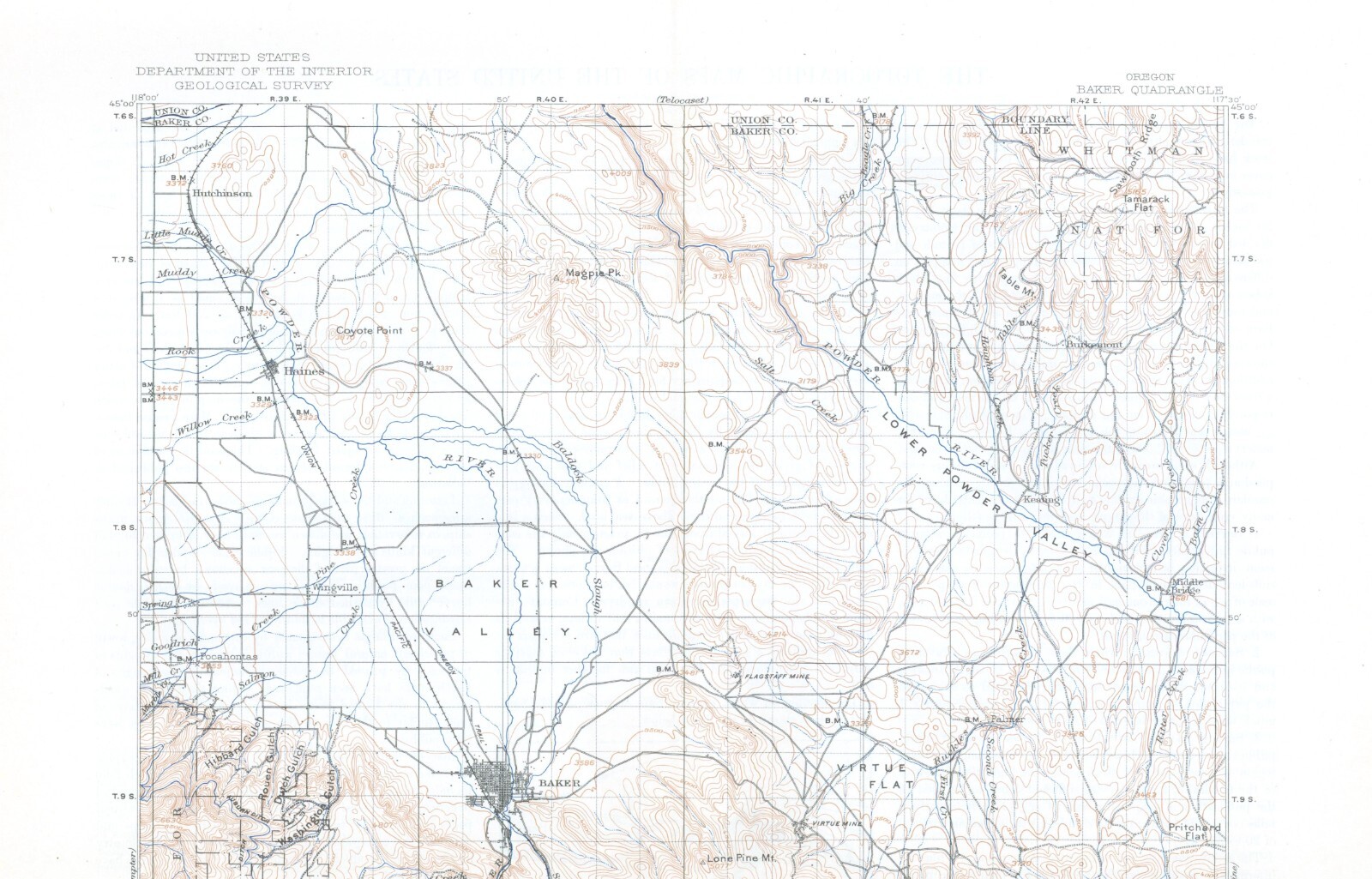 Baker Quadrangle Oregon 1901 Topo Map USGS 1:125,000 Scale 30 Minute Topographic
