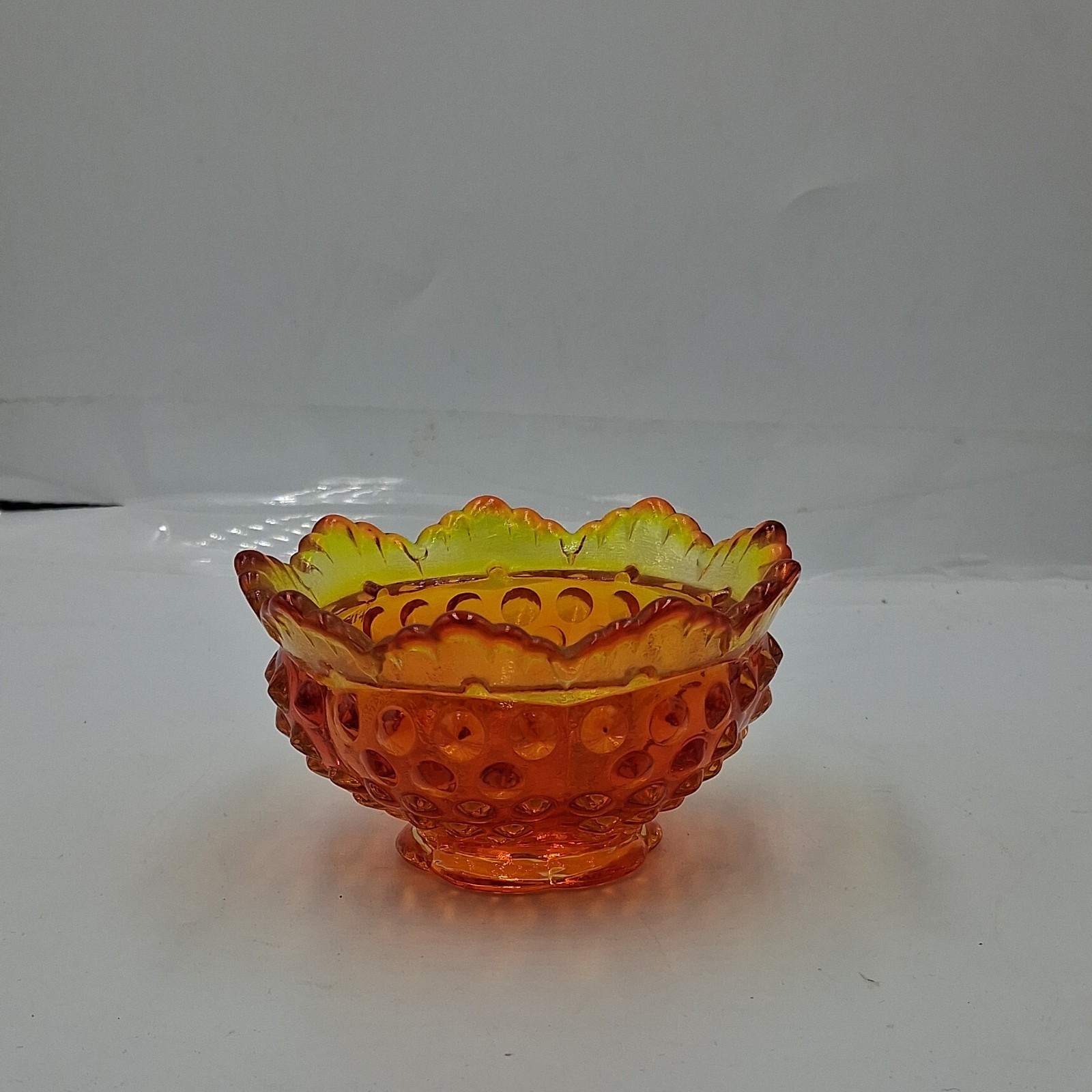 Vintage Fenton Amberina Orange Hobnail Fairy Lamp Base Only Glass UV Reactive 