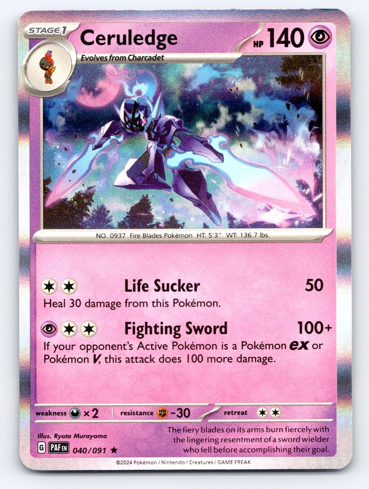 Ceruledge 040/091 Rare Paldean Fates Pokemon Holo Lightly Played