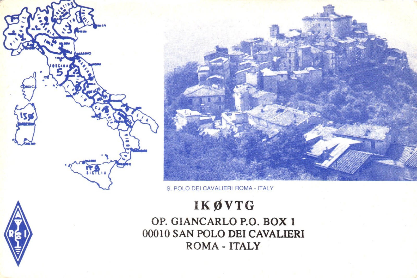 San Polo Dei Cavalieri Rome Italy IK0VTG QSL Radio Postcard