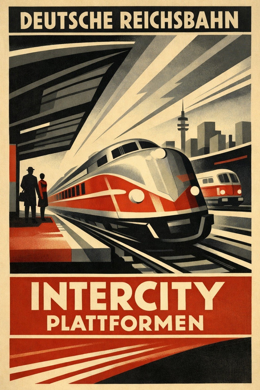 German DEUTSCHE REICHSBAHN Railways Train Poster Art Military War Print
