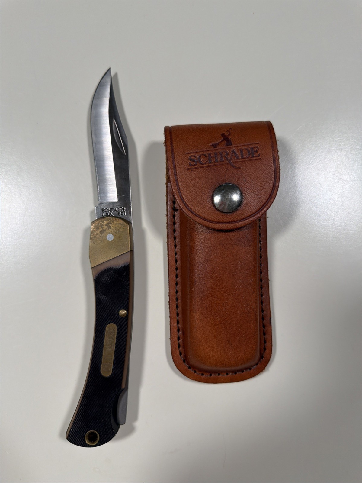 Vintage Schrade Old Timer 60T Folding Knife with Leather Sheath Made In USA Vintage Schrade Old Timer 60T Folding Knife with Leather Sheath Made In USA