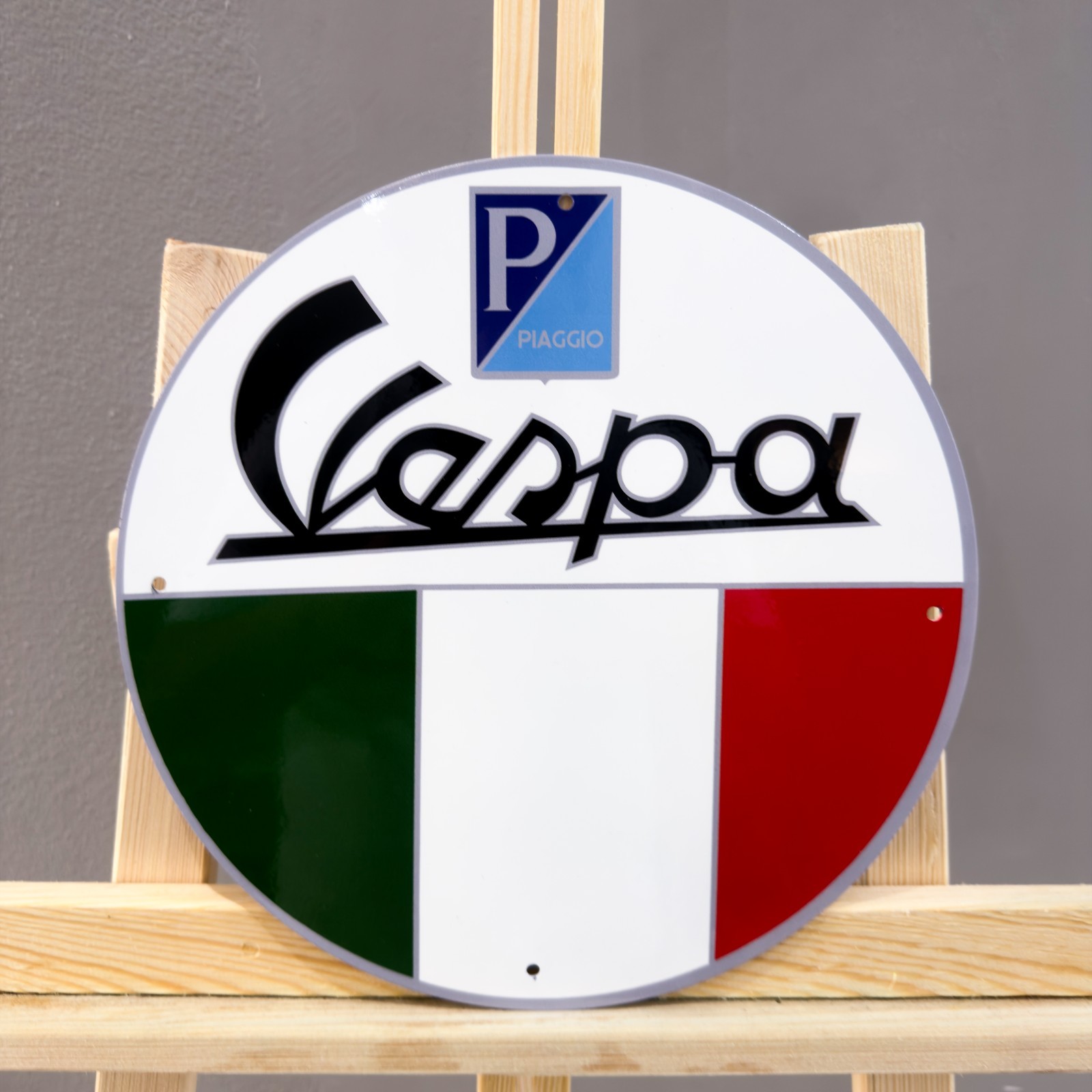 Vespa Piaggio Italian Flag Heavy Metal Sign — Vintage Garage Decor — 30 cm 11.8