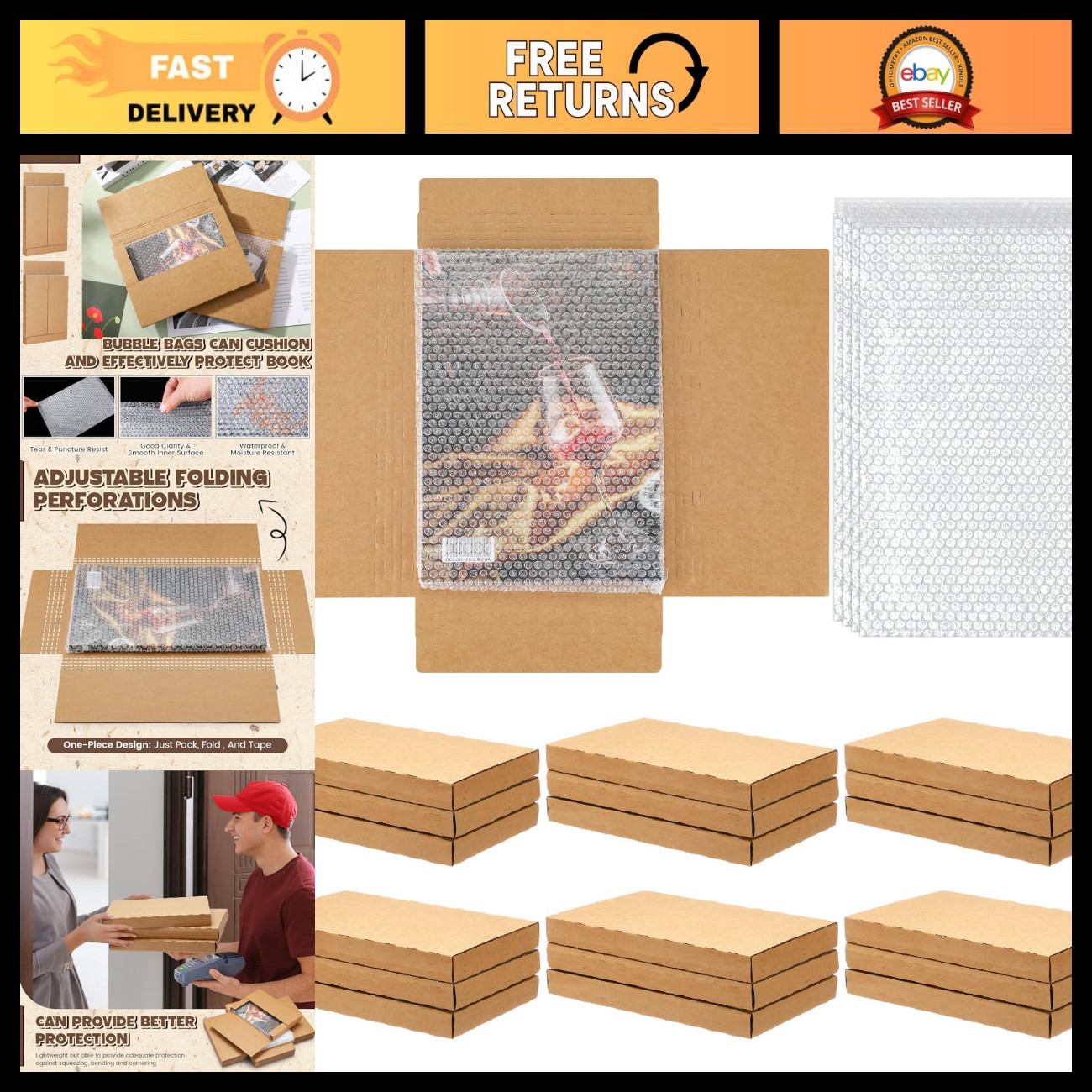 30 Pack Comic Book Mailers - Brown, 7.8x11x1.2 Inch, Durable Shipping Envelopes